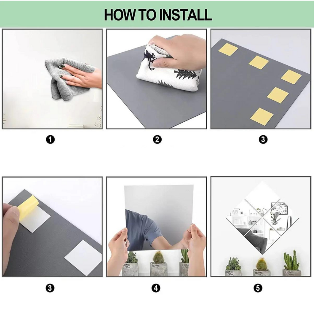 Acrylic Glass Wall Mirror - HD Self Adhesive DIY Mirror
