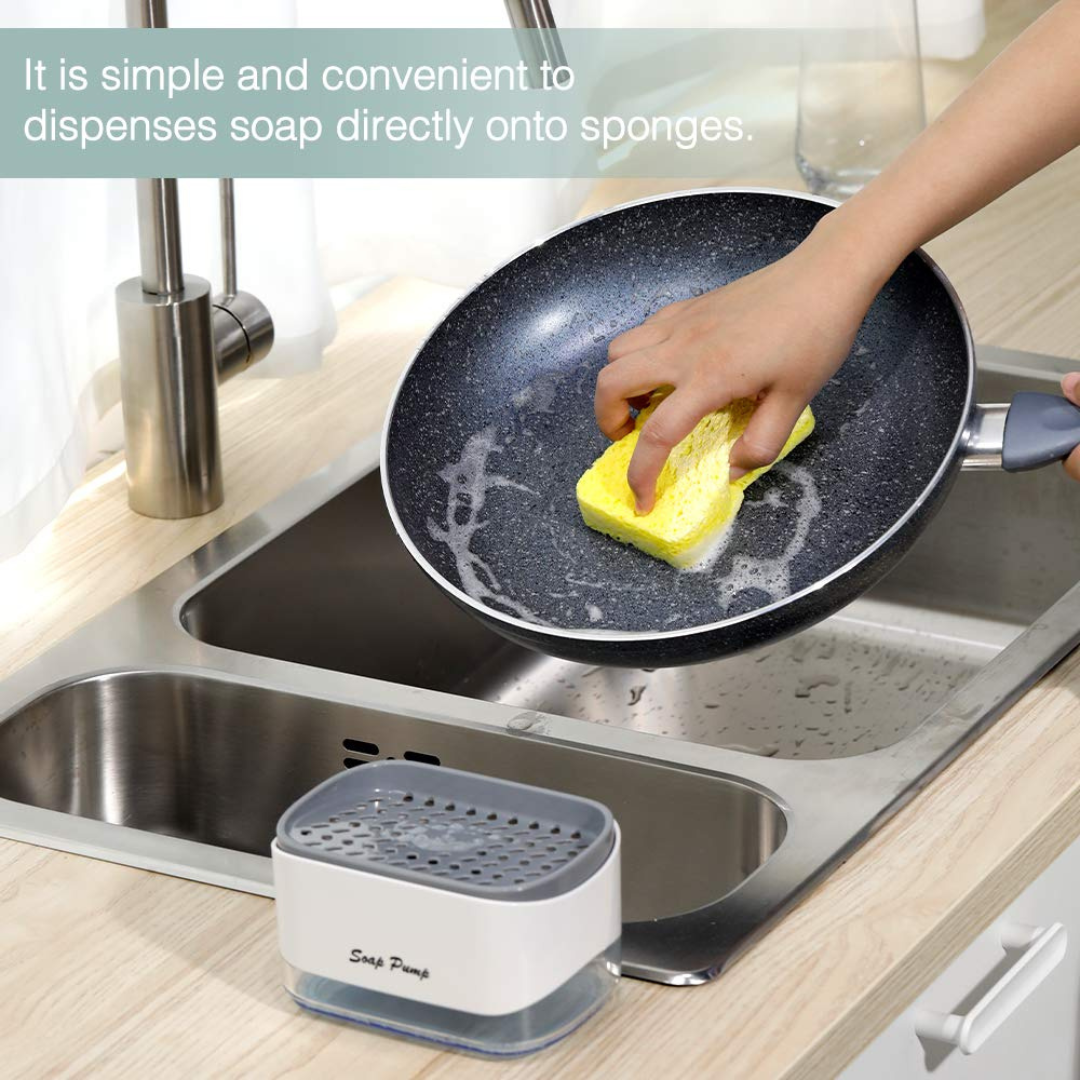 Soap Dispenser with Sponge Holder for Kitchen Sink