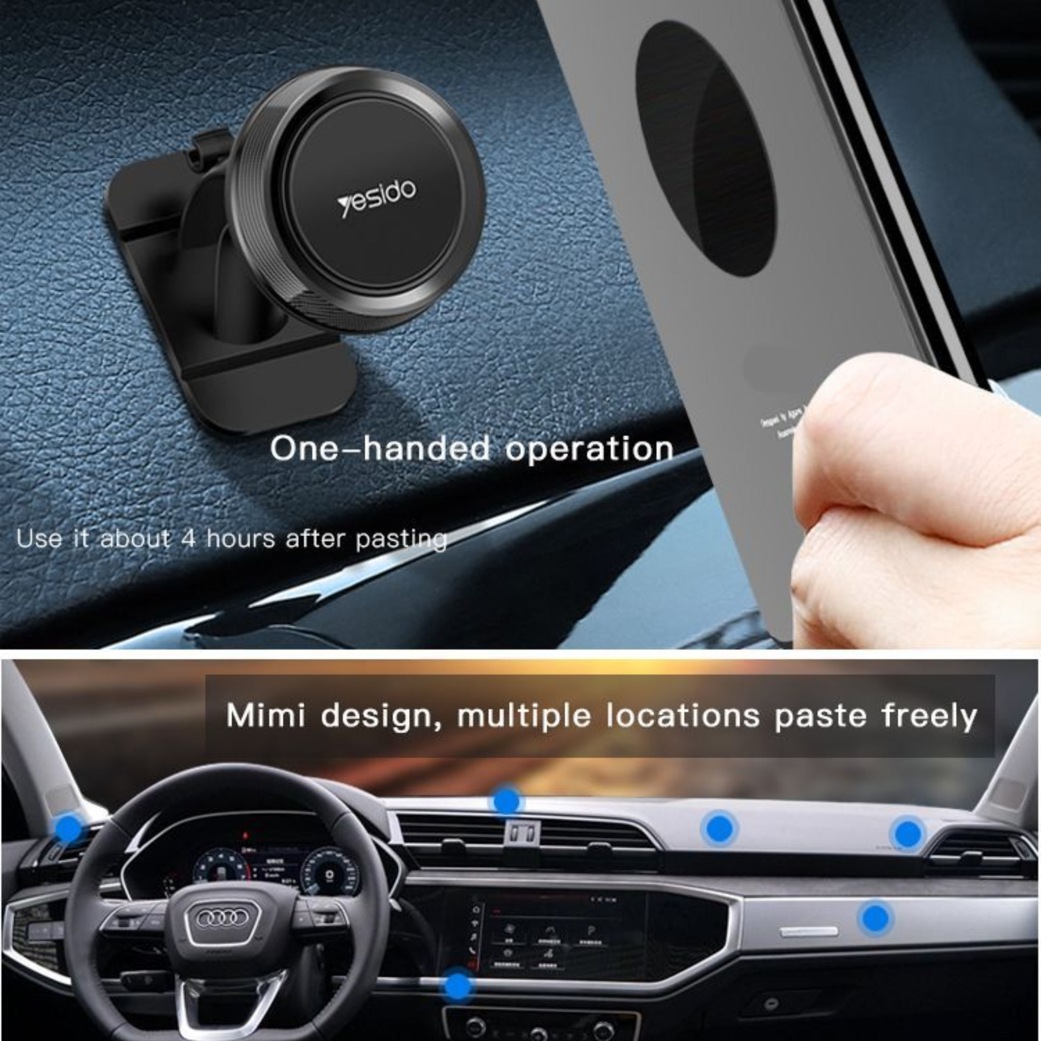 Yesido C60 360 Rotating Adjustable Car Dashboard Magnetic Phone Holder