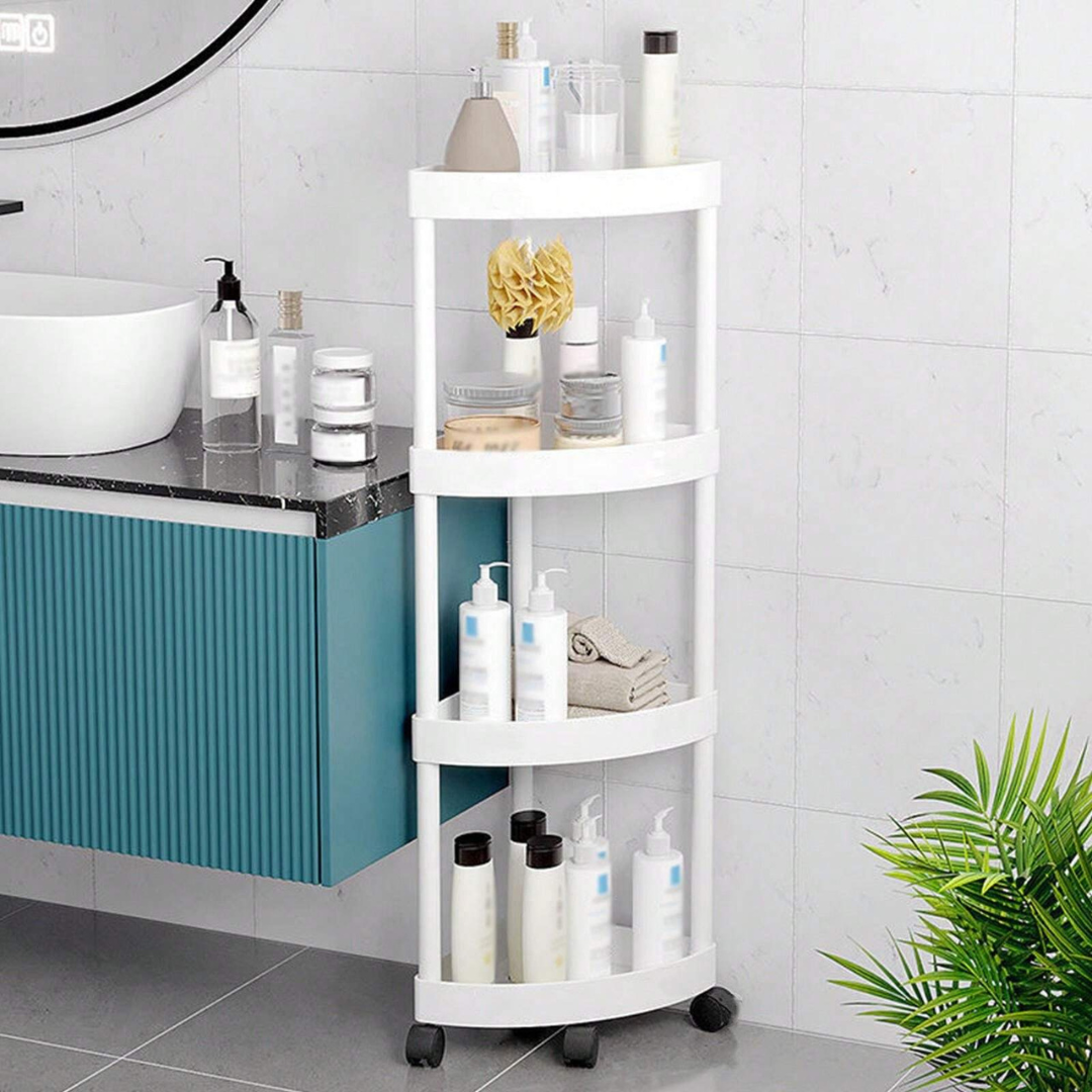 4 Layer Storage Corner Rack with Wheels for Bathroom and Kitchen