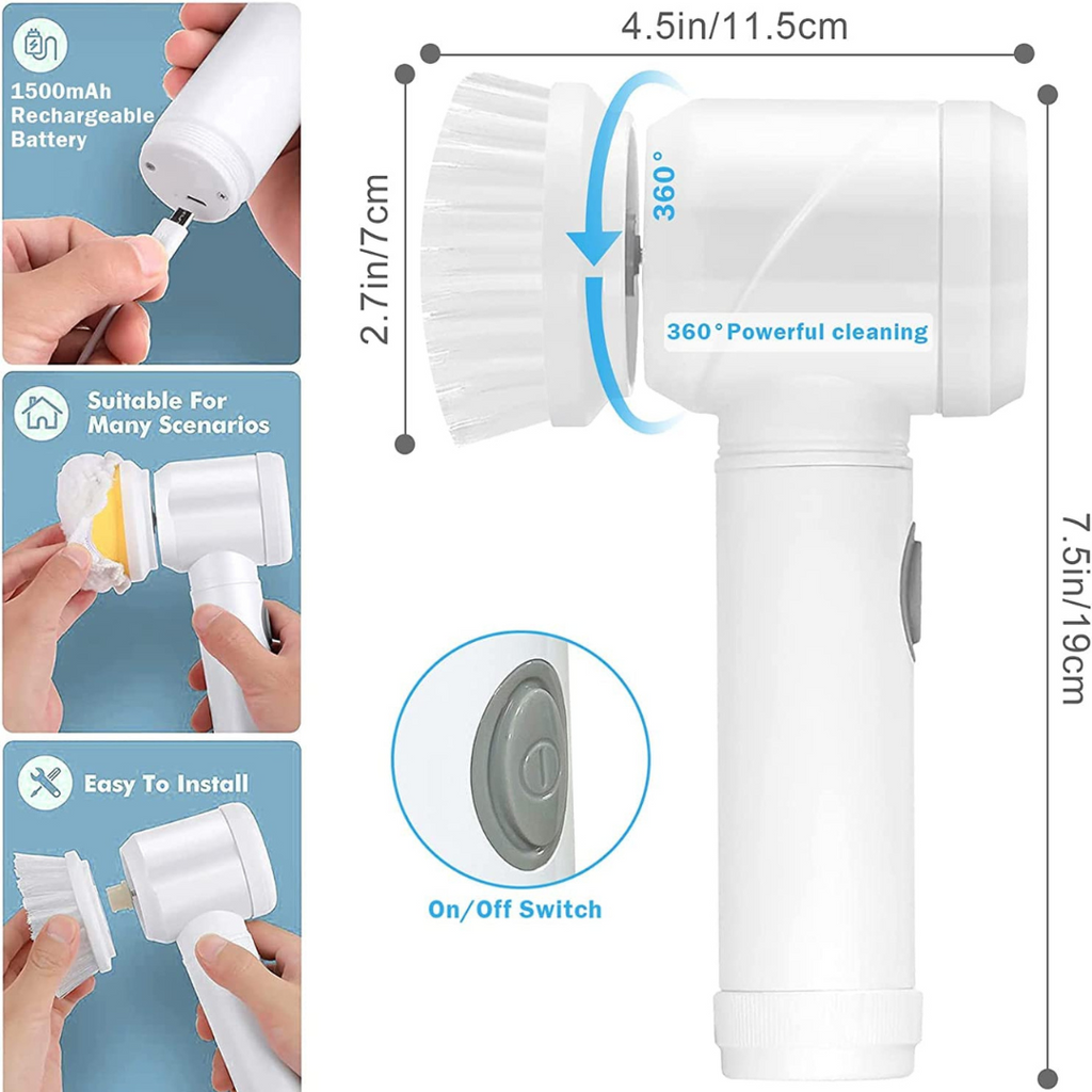 Multi Purpose Cordless Handheld Cleaning Spin Scrubber