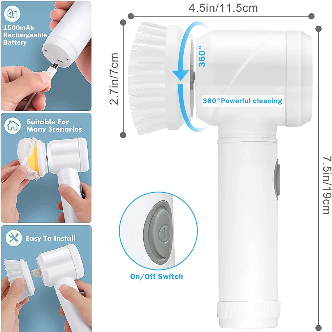 Multi Purpose Cordless Handheld Cleaning Spin Scrubber