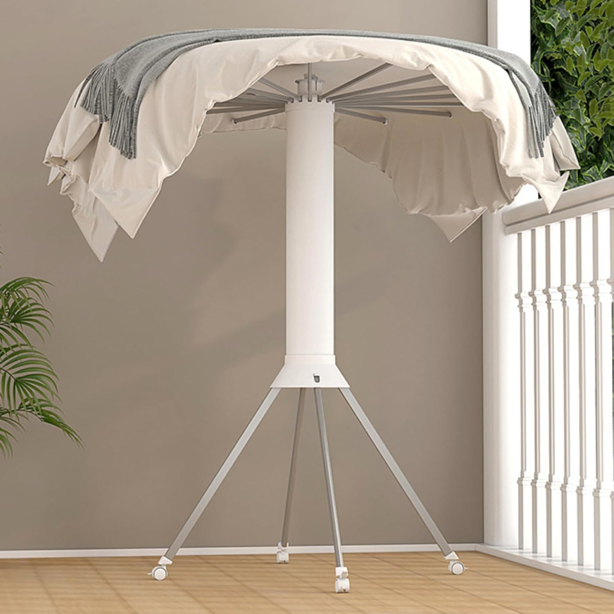 Folding Clothes Dryer, 360° Octopus Clothes Airer with Locking Wheels