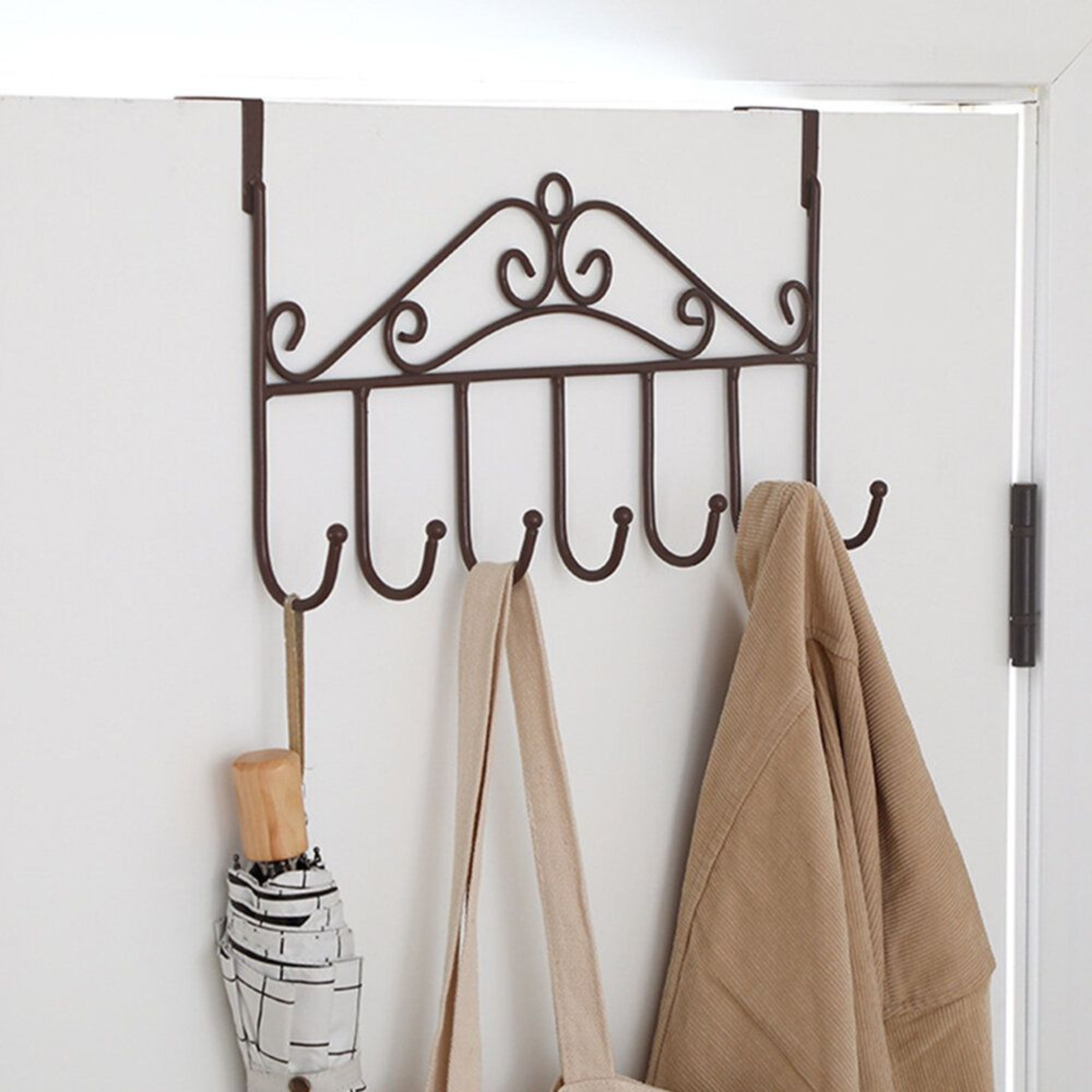 Space Saving 7 Hooks Stainless Steel Door Back Clothes Hanger