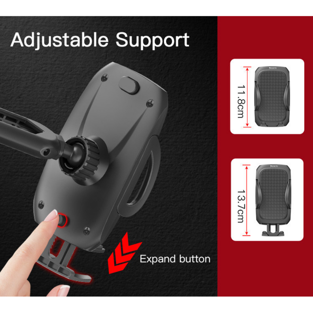 Yesido C111 Stretchable Long Arm Car Mobile Phone Holder with Button