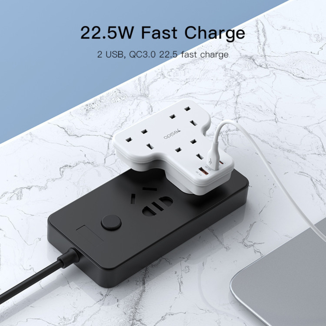 Smart Power Socket Hub with USB PD QC Fast Charging - Yesido MC15
