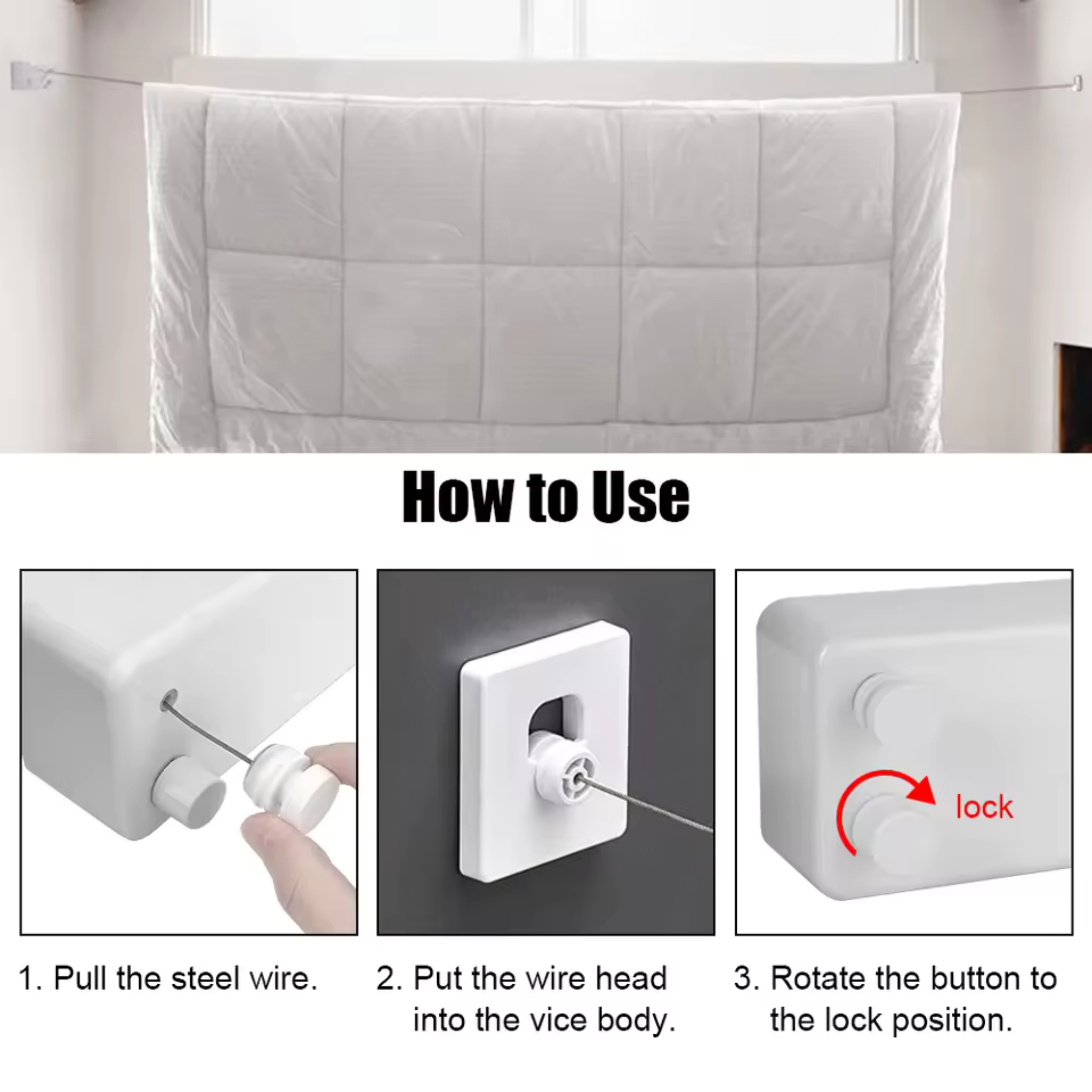 Double Retractable Steel Wire Indoor Clothes Hanger Clothesline