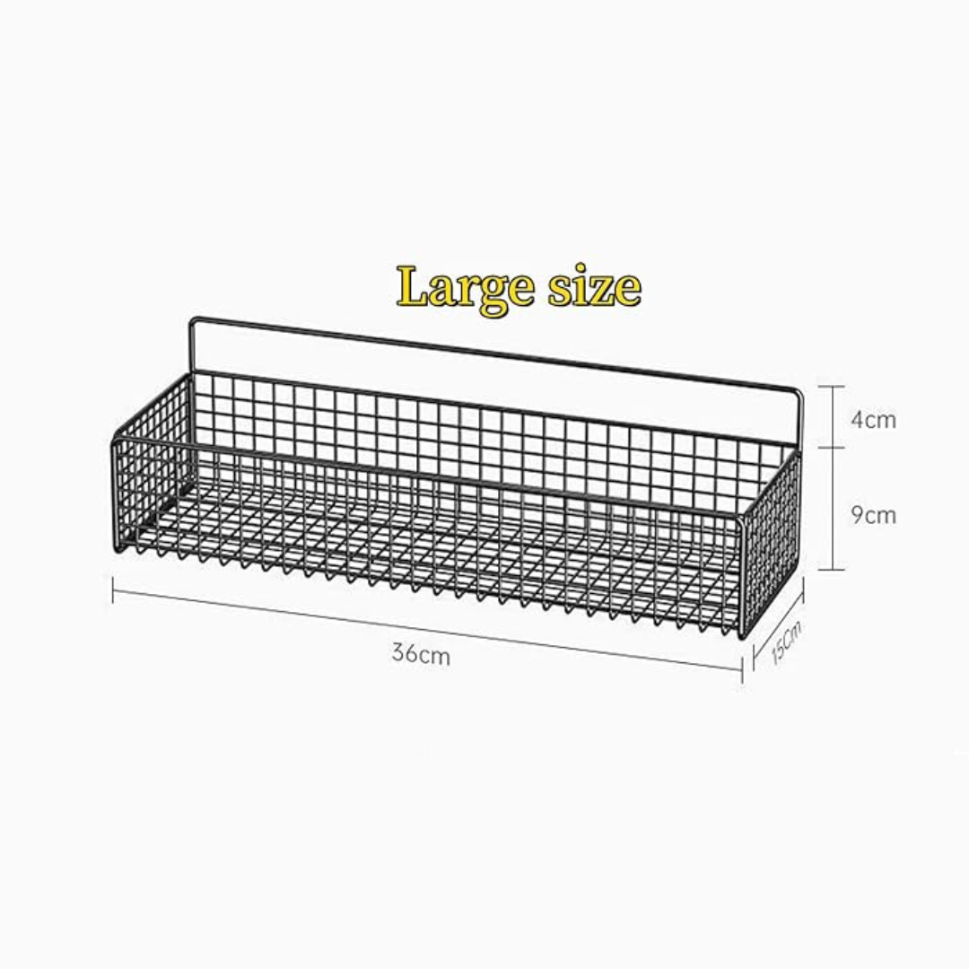 Wall Mounted No Drilling Metal Organizer Basket Shelf for Bathroom