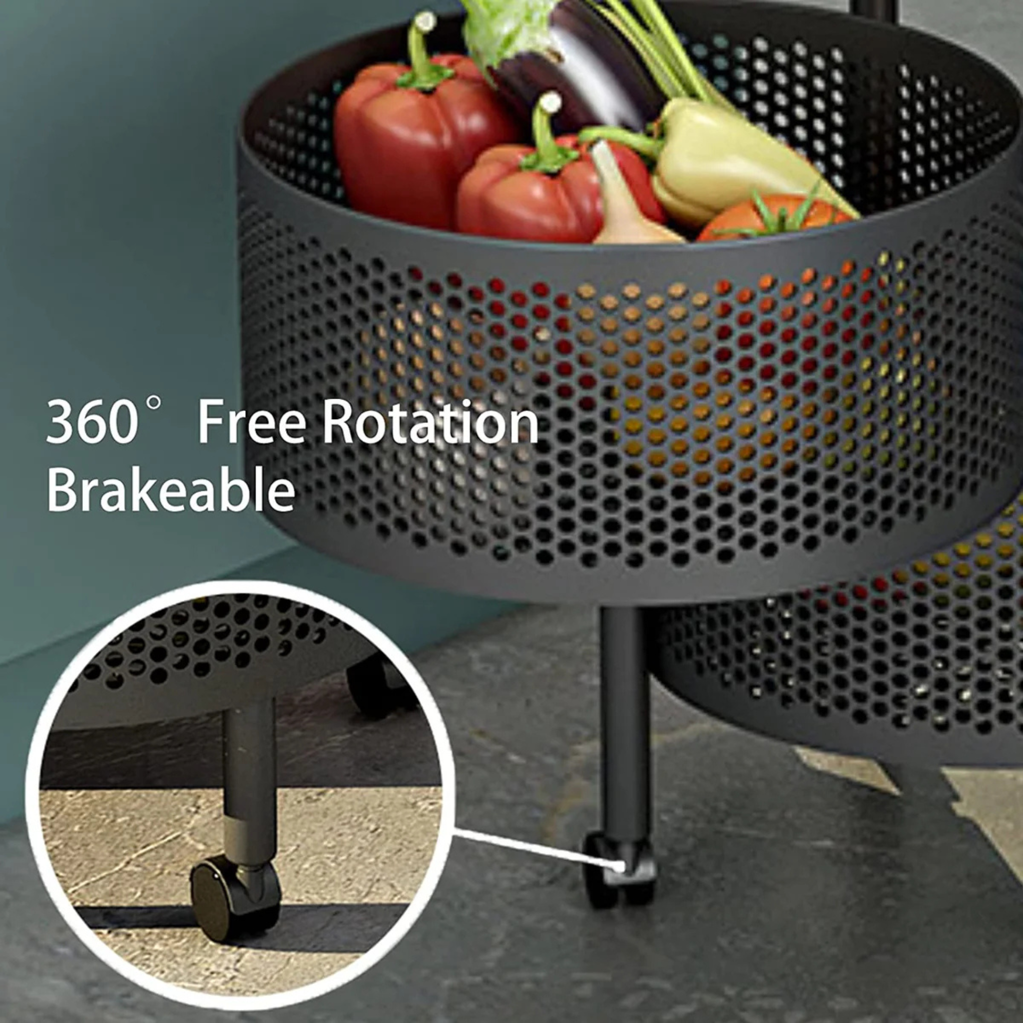 Multi Layer Rotating Round Shaped Kitchen Storage Organizer Rack