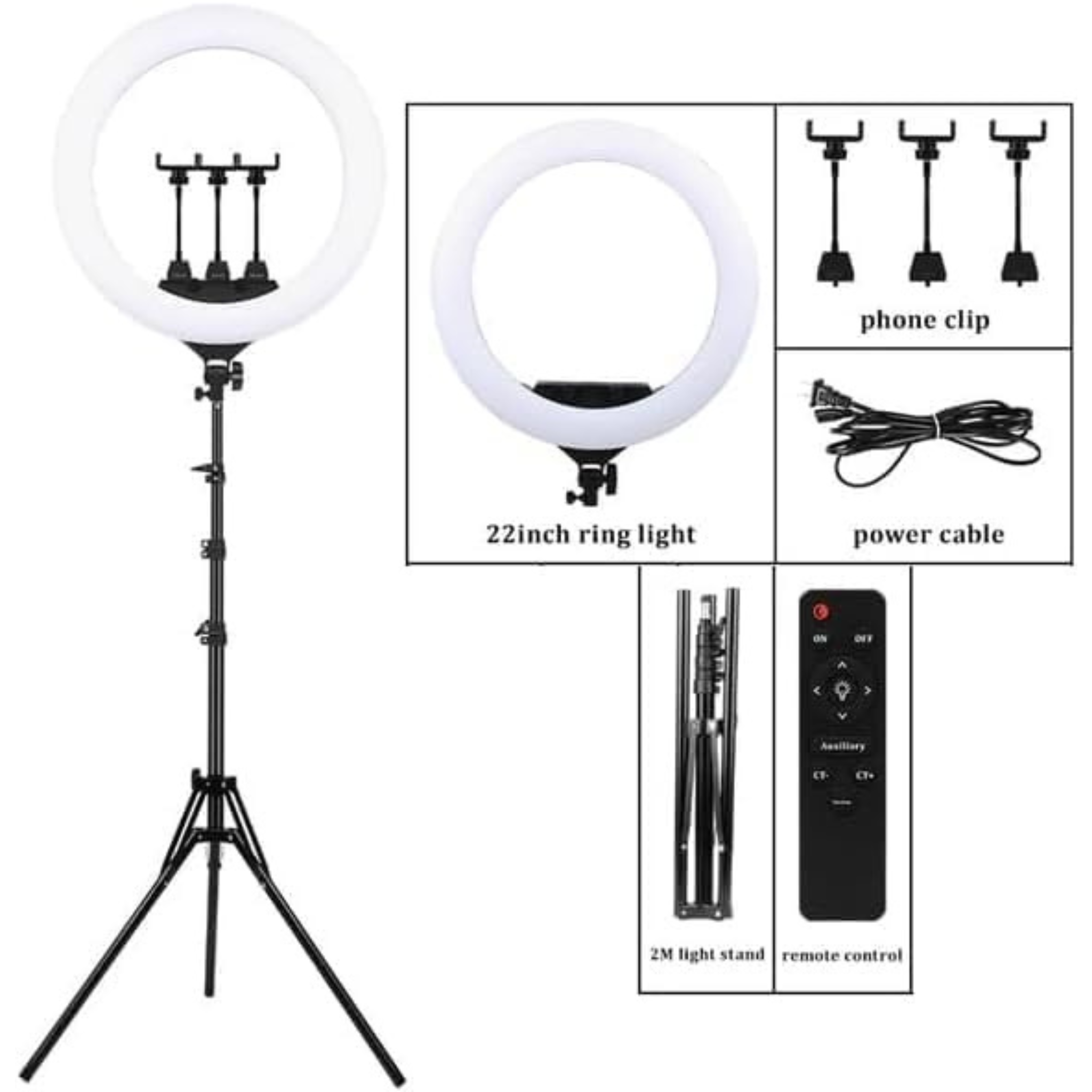 Selfie Ring Light with Light Stand, Color Filter, Phone Holder for Interview, Self Video Shooting
