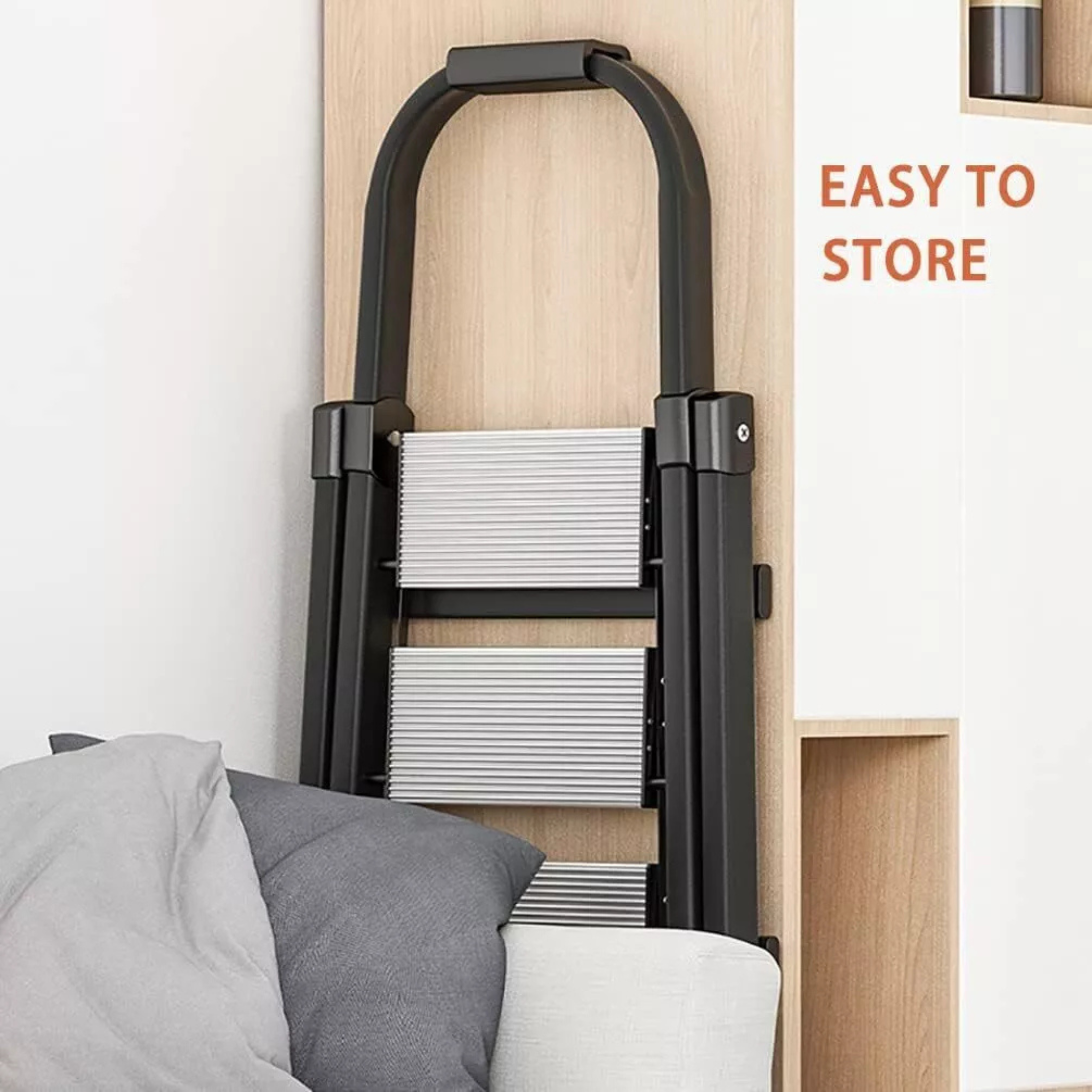 Portable Folding Household Step Ladder with Wide Anti-slip Pedal and Handle Bar