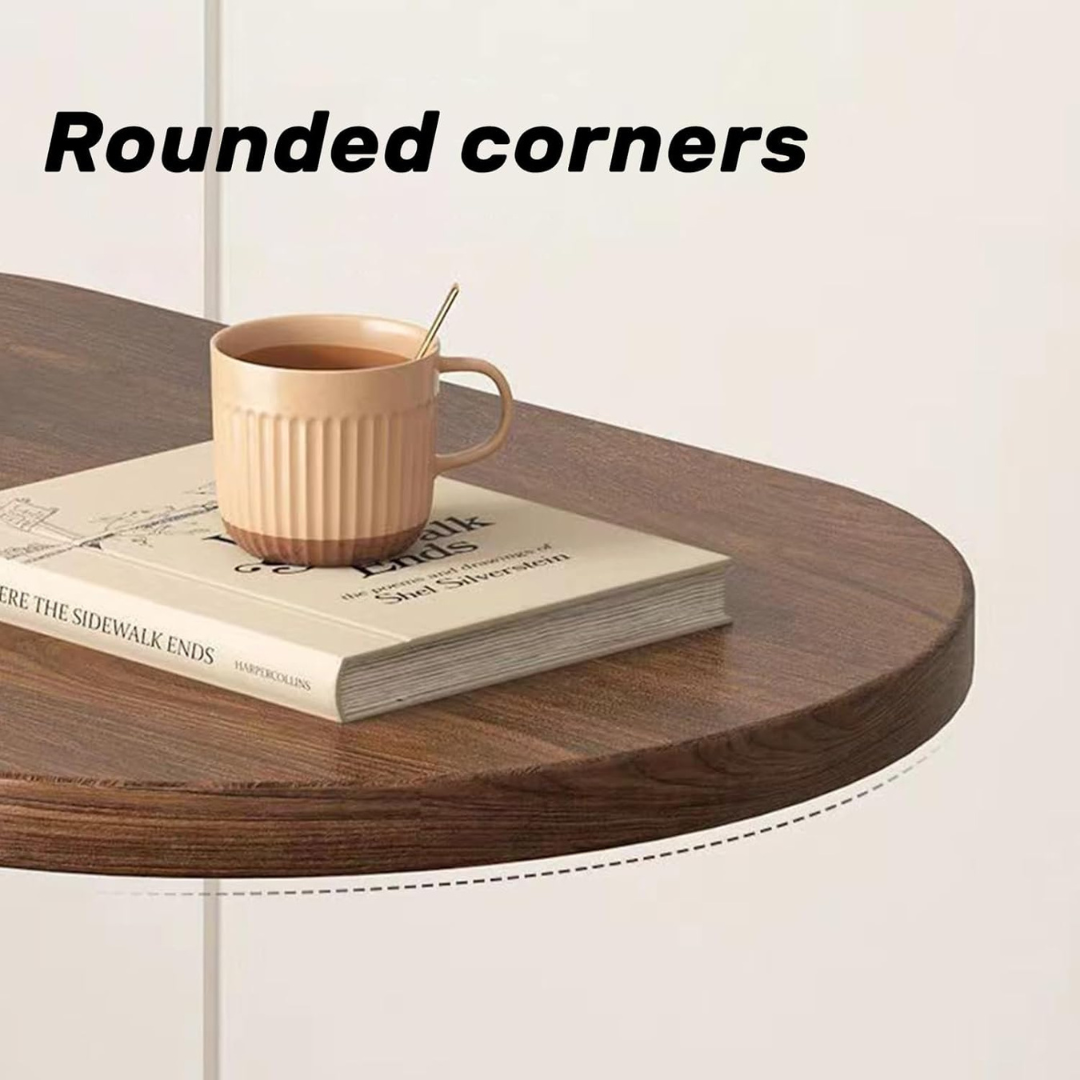 C Shaped Wooden Coffee Side Table for Living Room