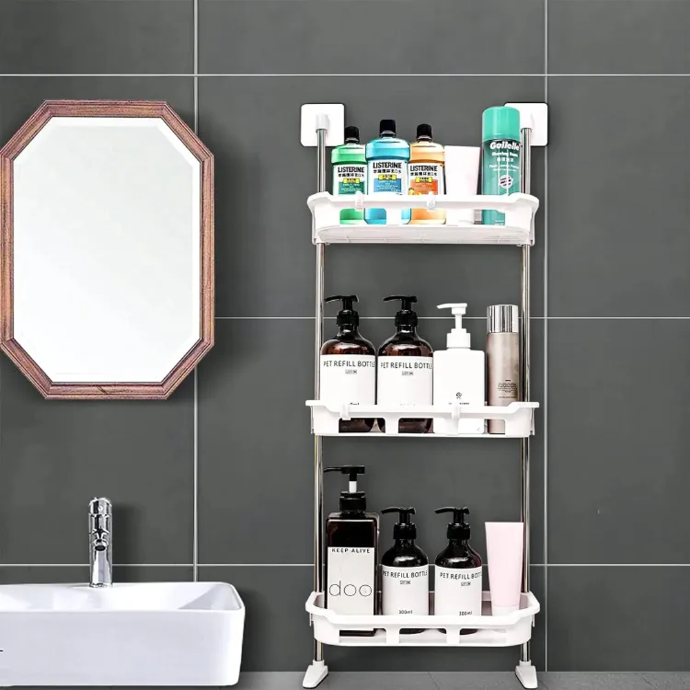 3 Layer Wall Mounted Toilet Tank Top Storage Organizer Shelf