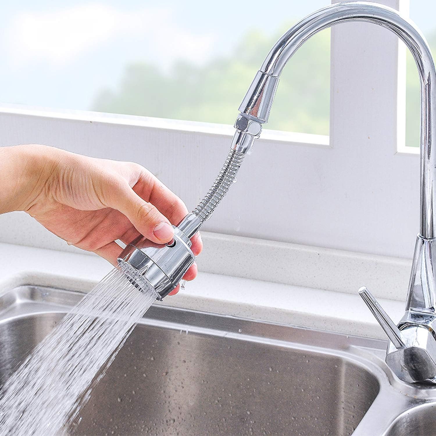 360° Rotatable 2 Modes Swivel Universal Size Kitchen Faucet Head Extender