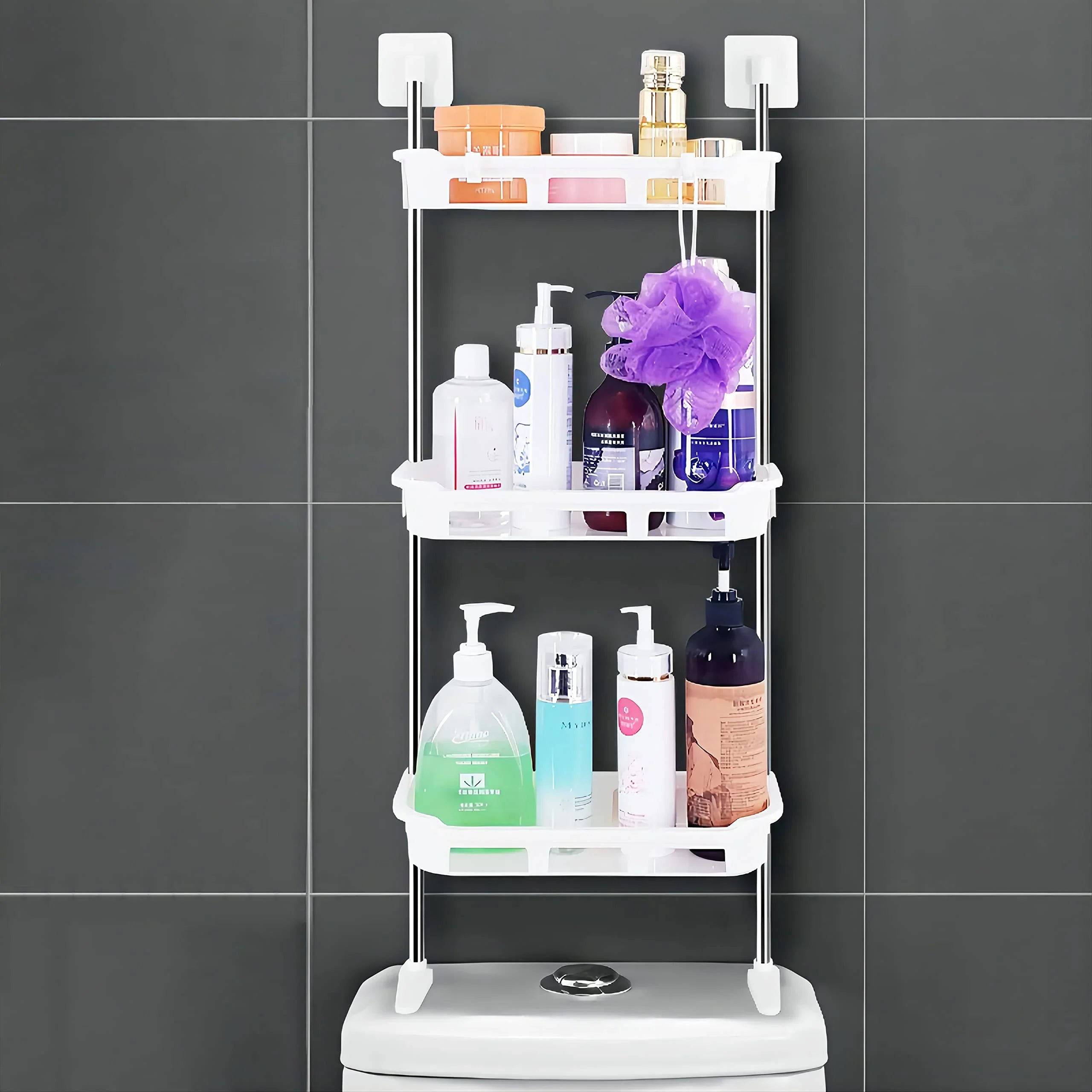 3 Layer Wall Mounted Toilet Tank Top Storage Organizer Shelf