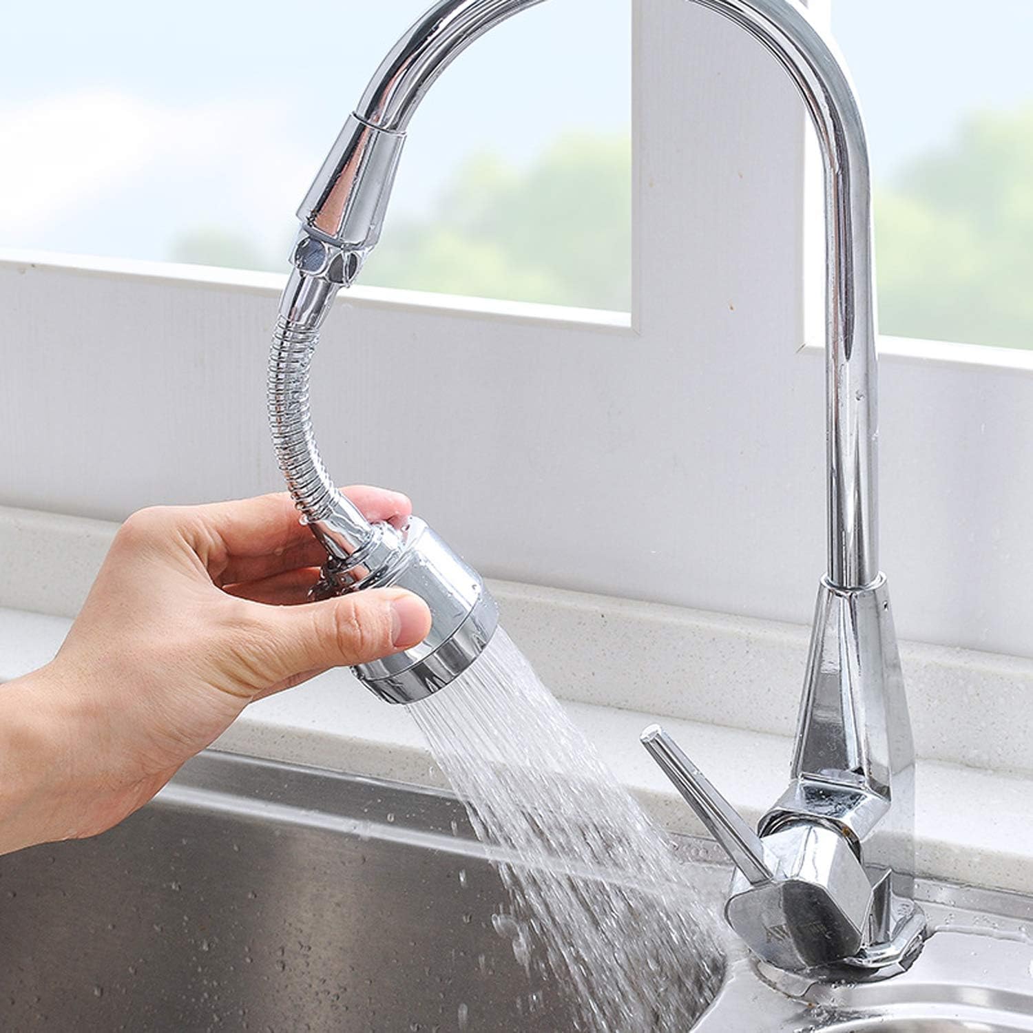 360° Rotatable 2 Modes Swivel Universal Size Kitchen Faucet Head Extender