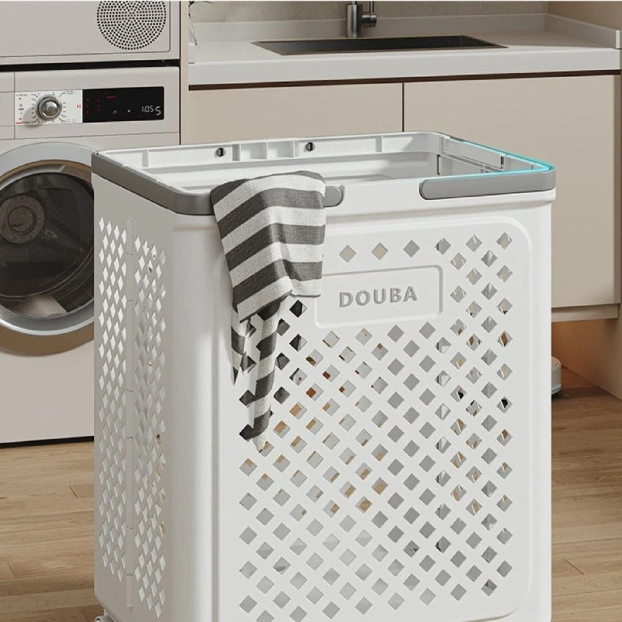 Large Capacity Folding Laundry Basket with Wheels