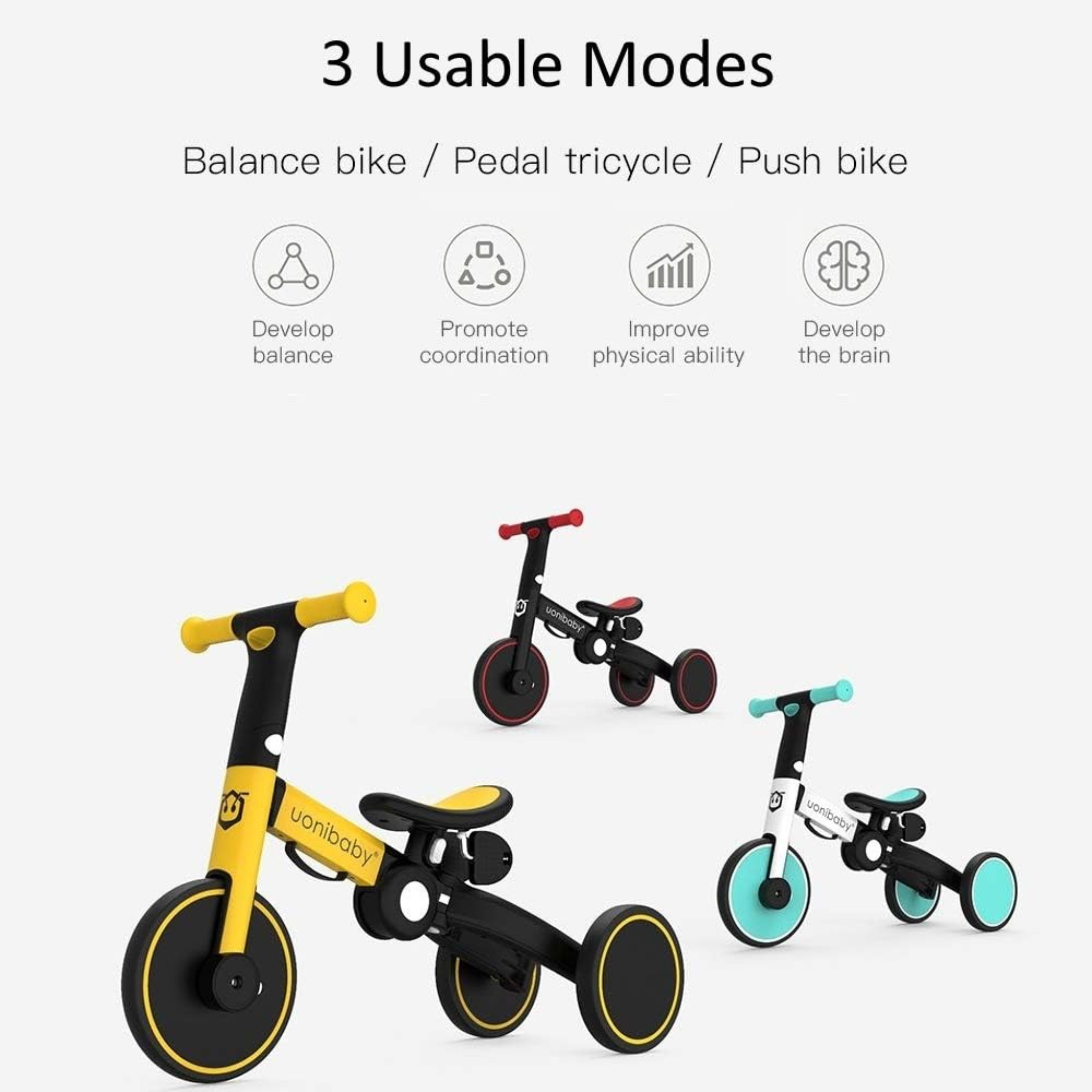 5 IN 1 Folding Tricycle, Balance Bicycle for Kids, Removable Pedal Scooter for Toddlers
