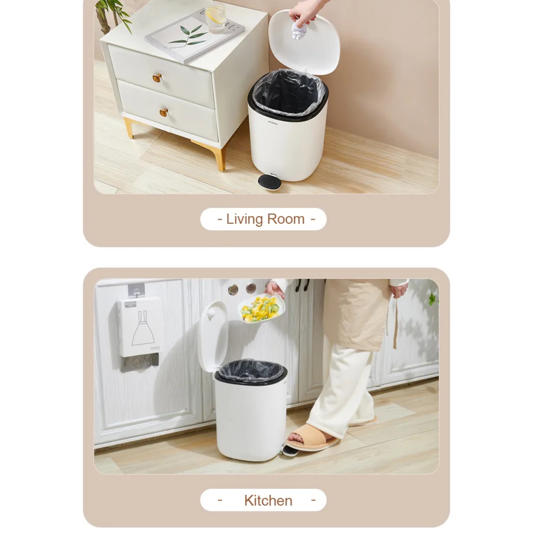 Ecoco 11 Liter Garbage Trash Bin with Foot Pedal