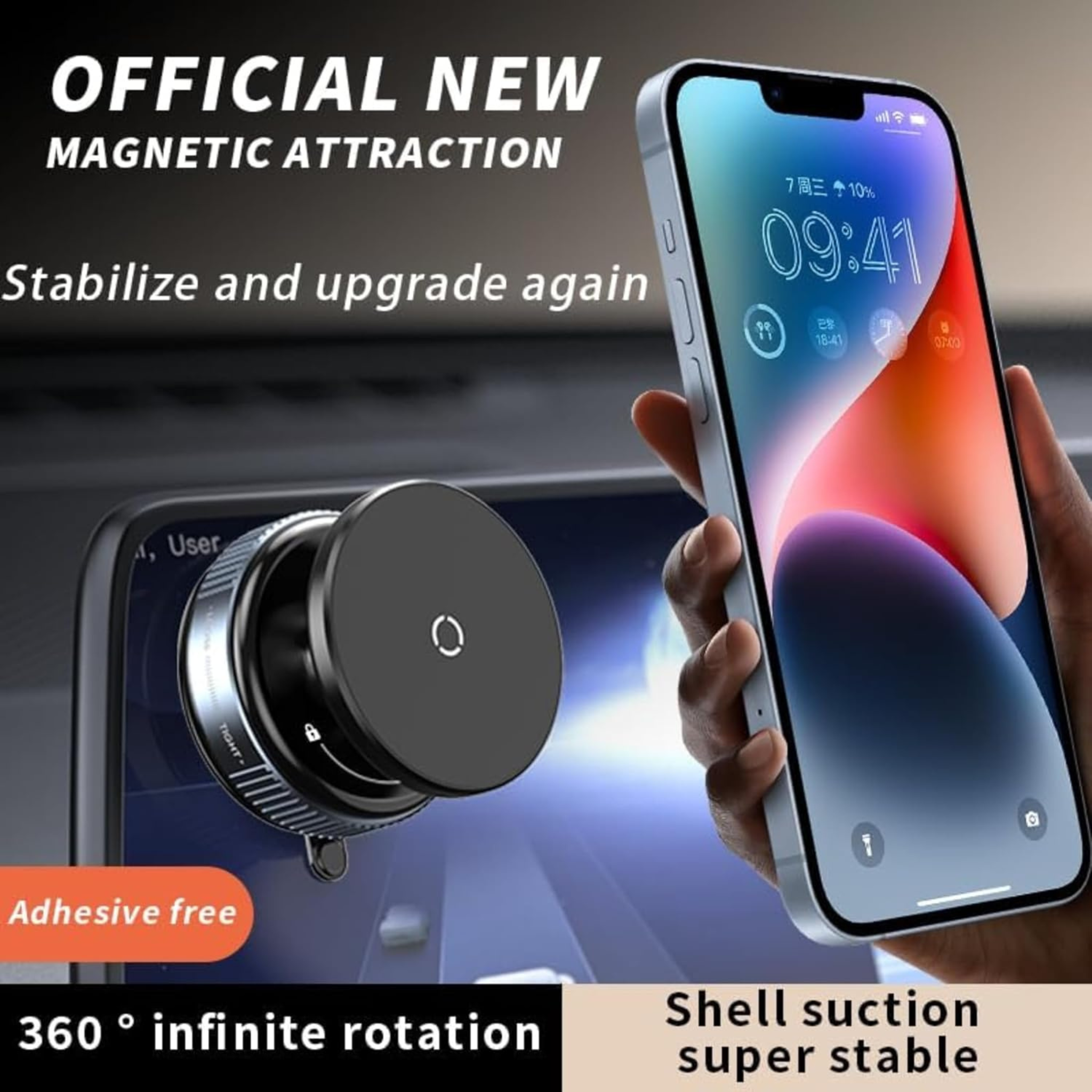 Vacuum Suction Magnetic Phone Mount, 360° Rotatable Mobile Holder K009