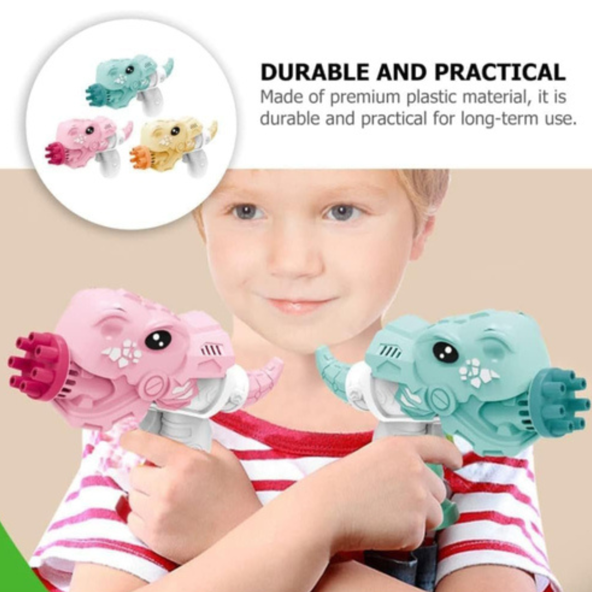 Dinosaur Multi Hole Bubble Gun for Kids