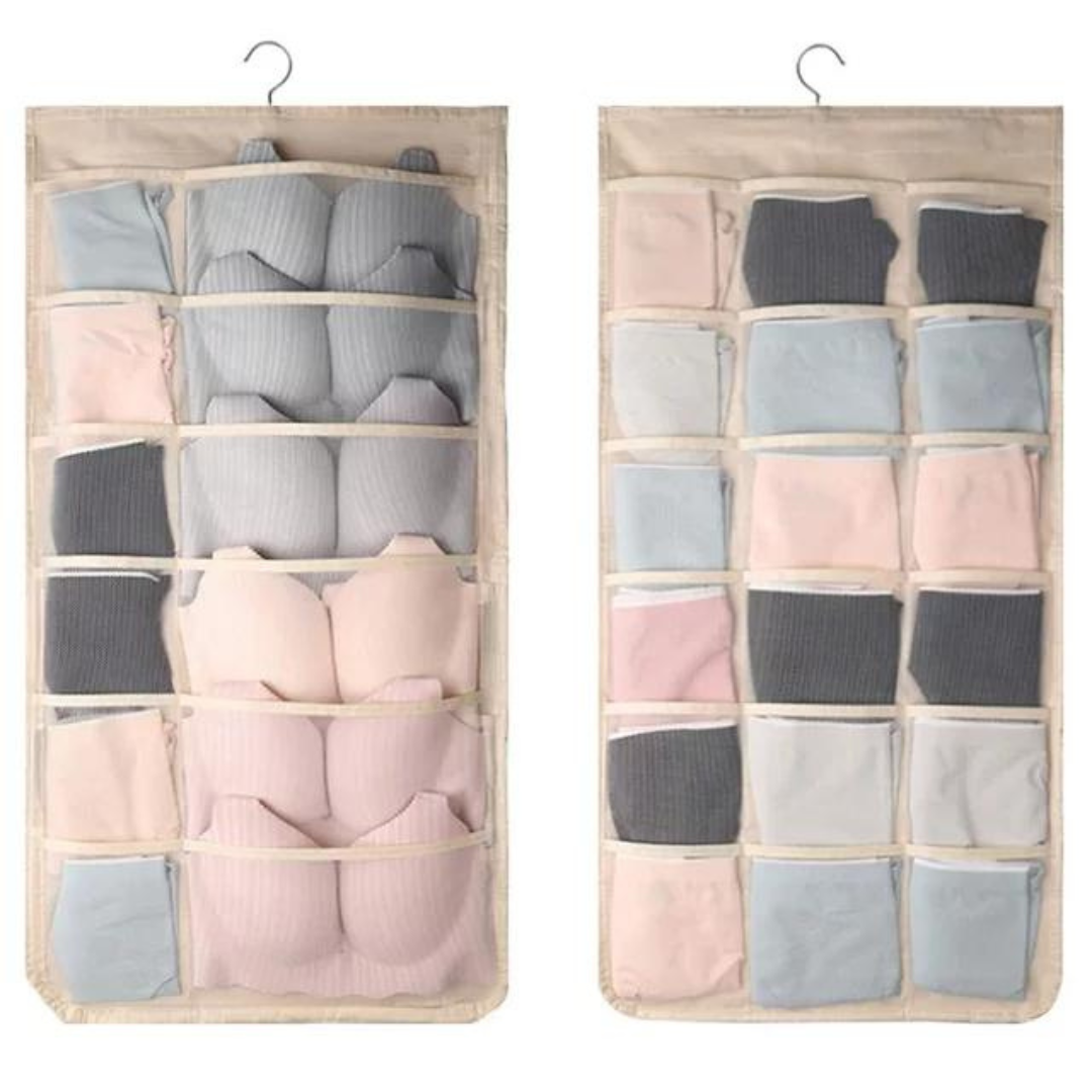 30 Pockets Women's Hanging Socks Underwear Light Garments Wardrobe Organizer