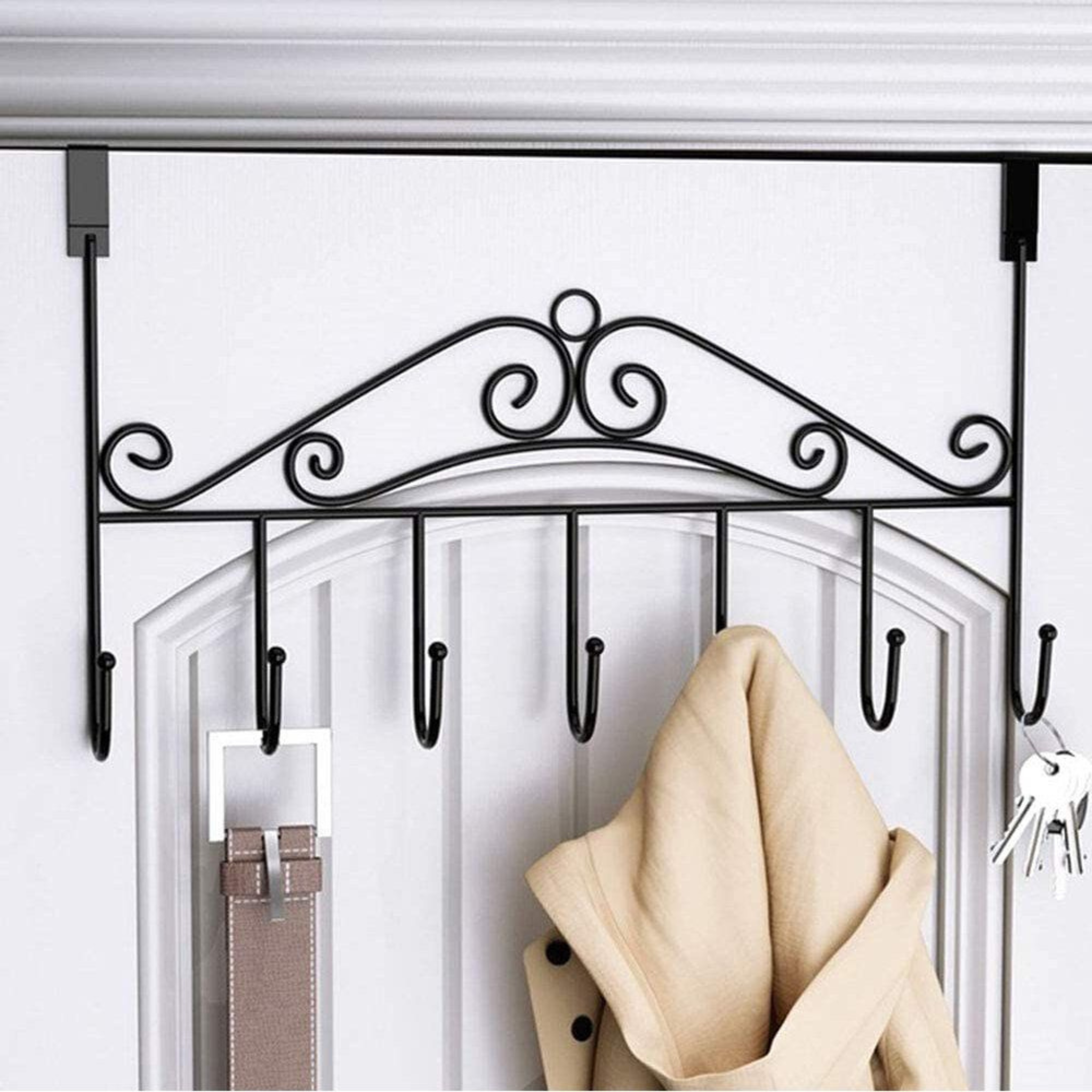 Space Saving 7 Hooks Stainless Steel Door Back Clothes Hanger