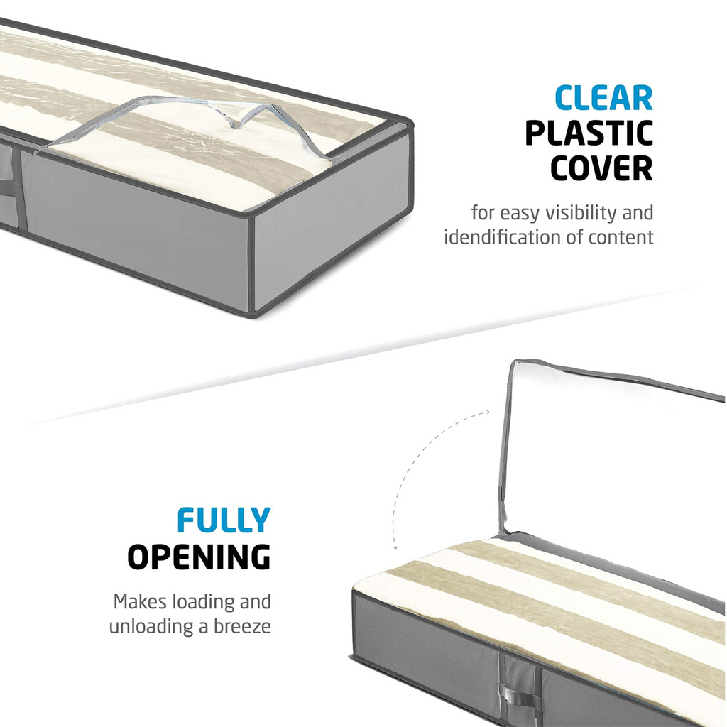Underbed Storage Organizer Bag with Zip for Blankets, Comforter, Clothes, Shoes