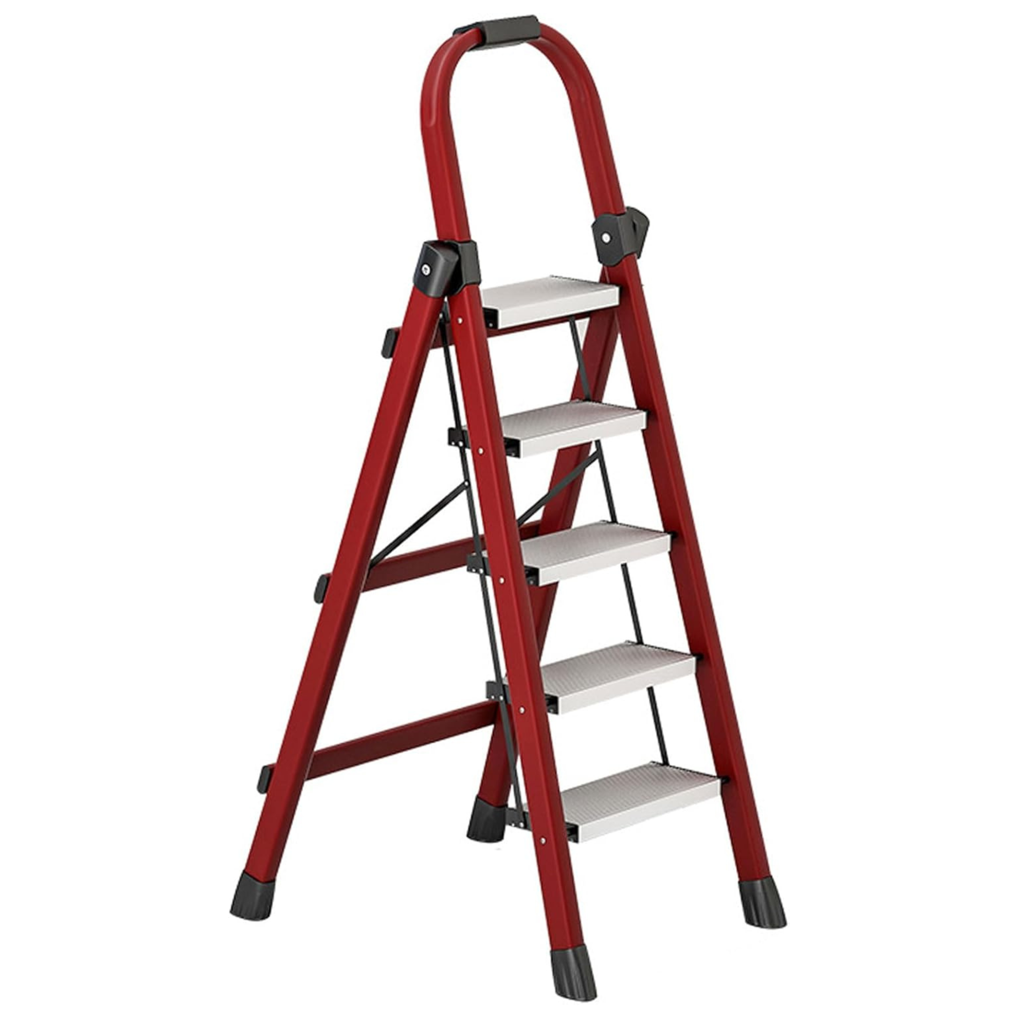 Portable Folding Household Step Ladder with Wide Anti-slip Pedal and Handle Bar