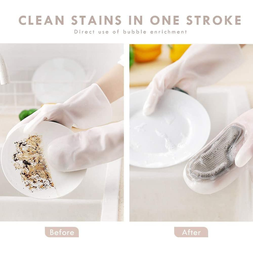 1 Pair Multi Purpose Silicone Scrub Gloves - for Kitchen Dish Washing & Household Cleaning