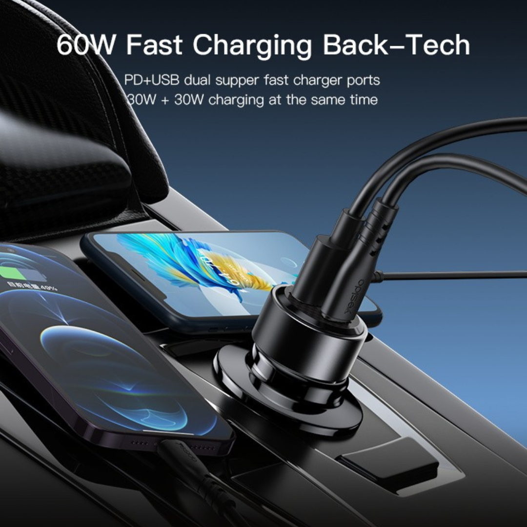 Yesido Y55 60W Fast Charging Car Charger Adapter