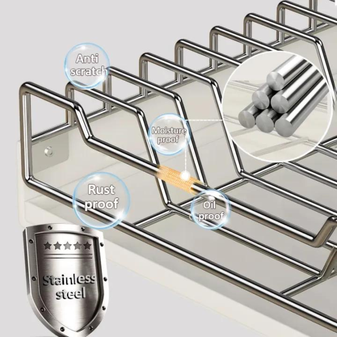 Pull Out Dish Drying Rack - Drawer Cabinet Organizer for Kitchen