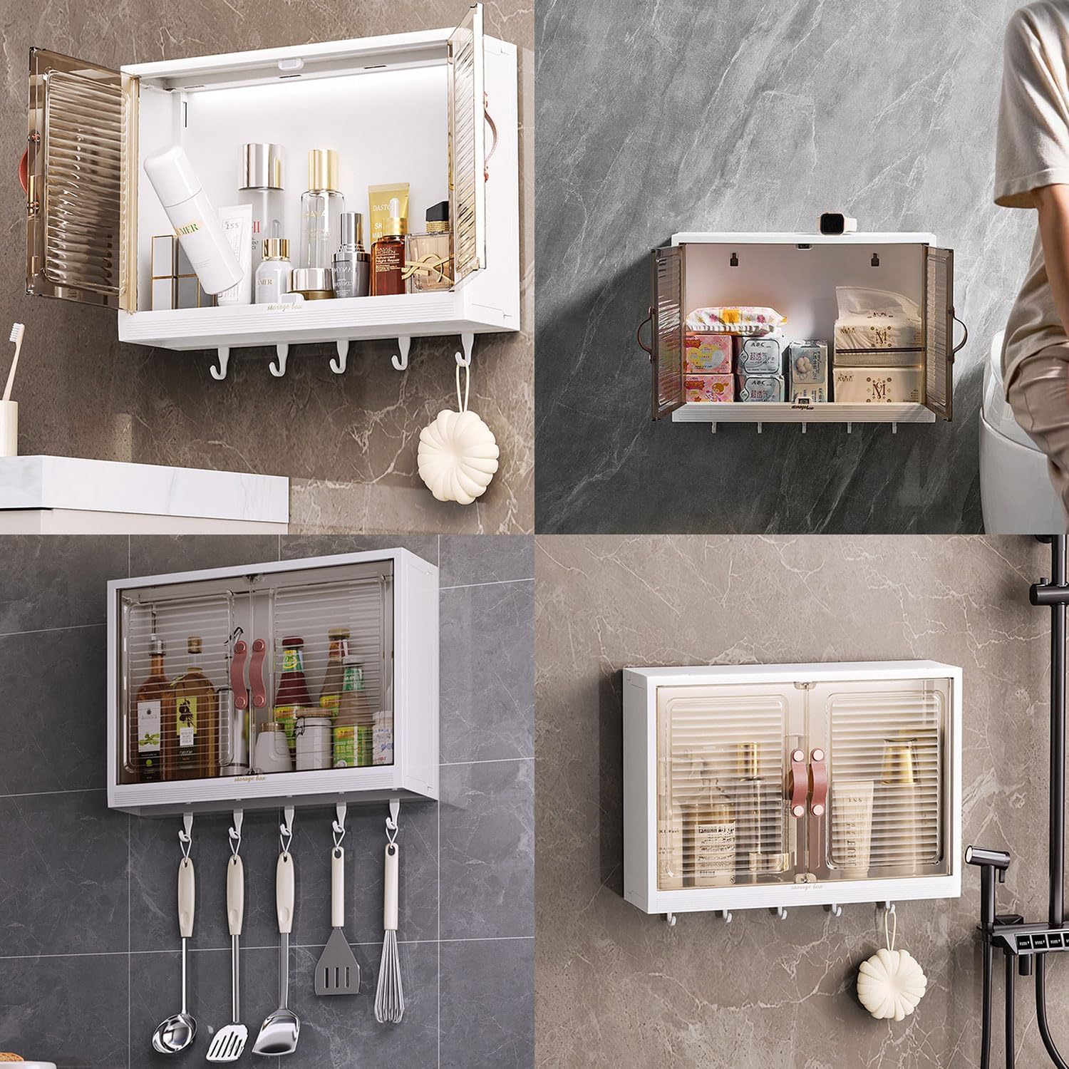 Wall Mounted Organizer Cabinet - Multi-functional Punch Free Storage Rack