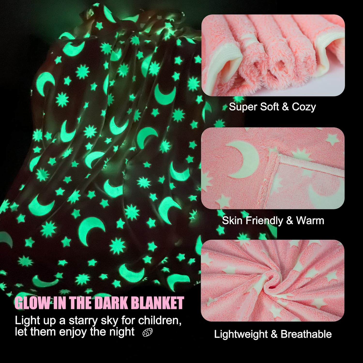 Glow In The Dark Luminous Blanket (Gift for Kids) , 120 x 150 CM
