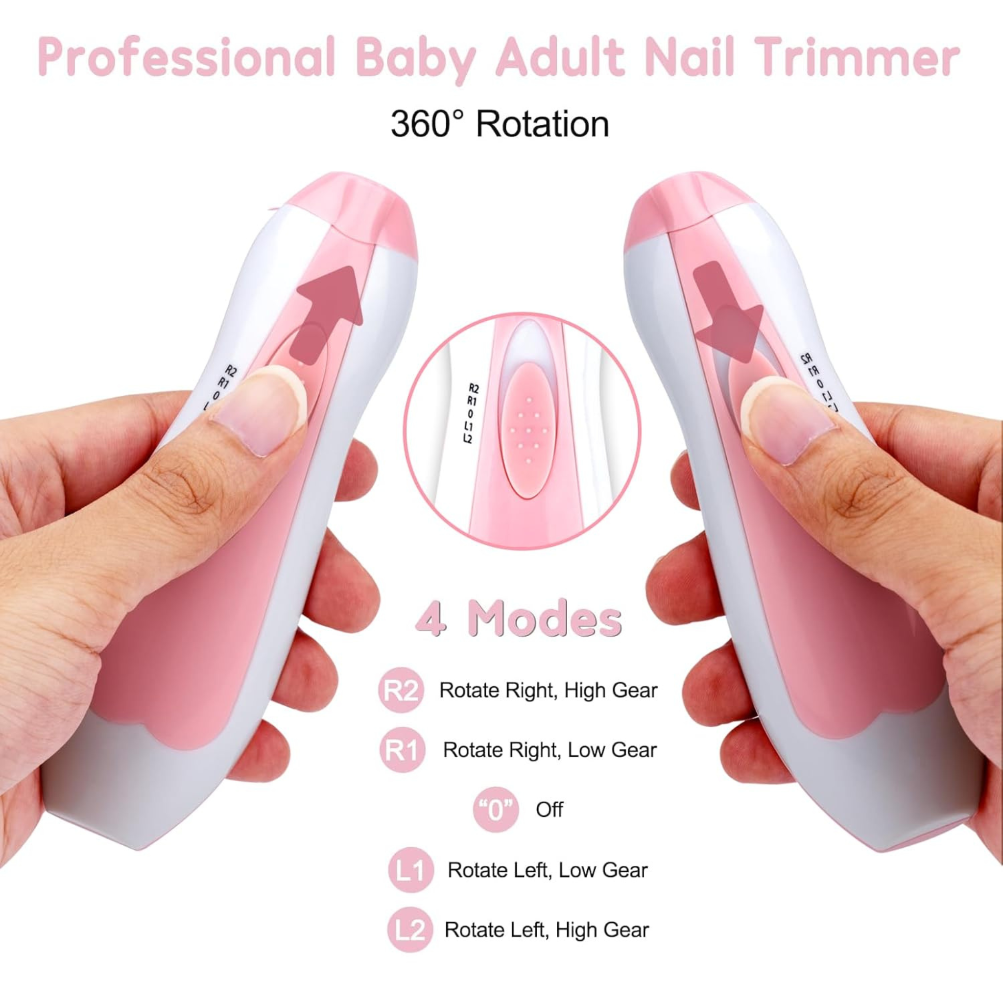 Electric Baby Nail Trimmer Set with 6 Grinding Heads