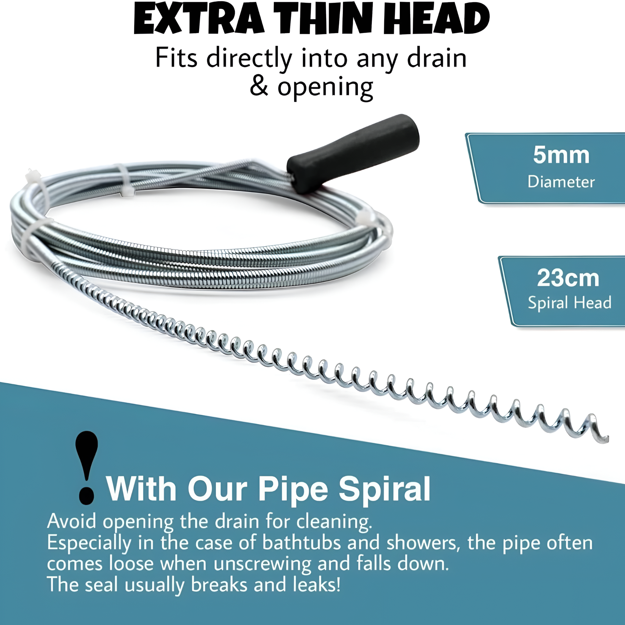 5 Meter Drain Cleaner Block Remover Spring Wire with Handle