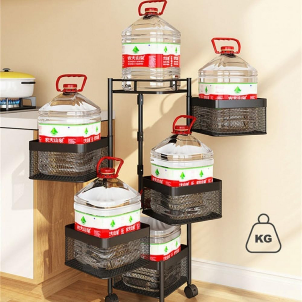 5 Layer Rotating Kitchen Organizer Storage Rack