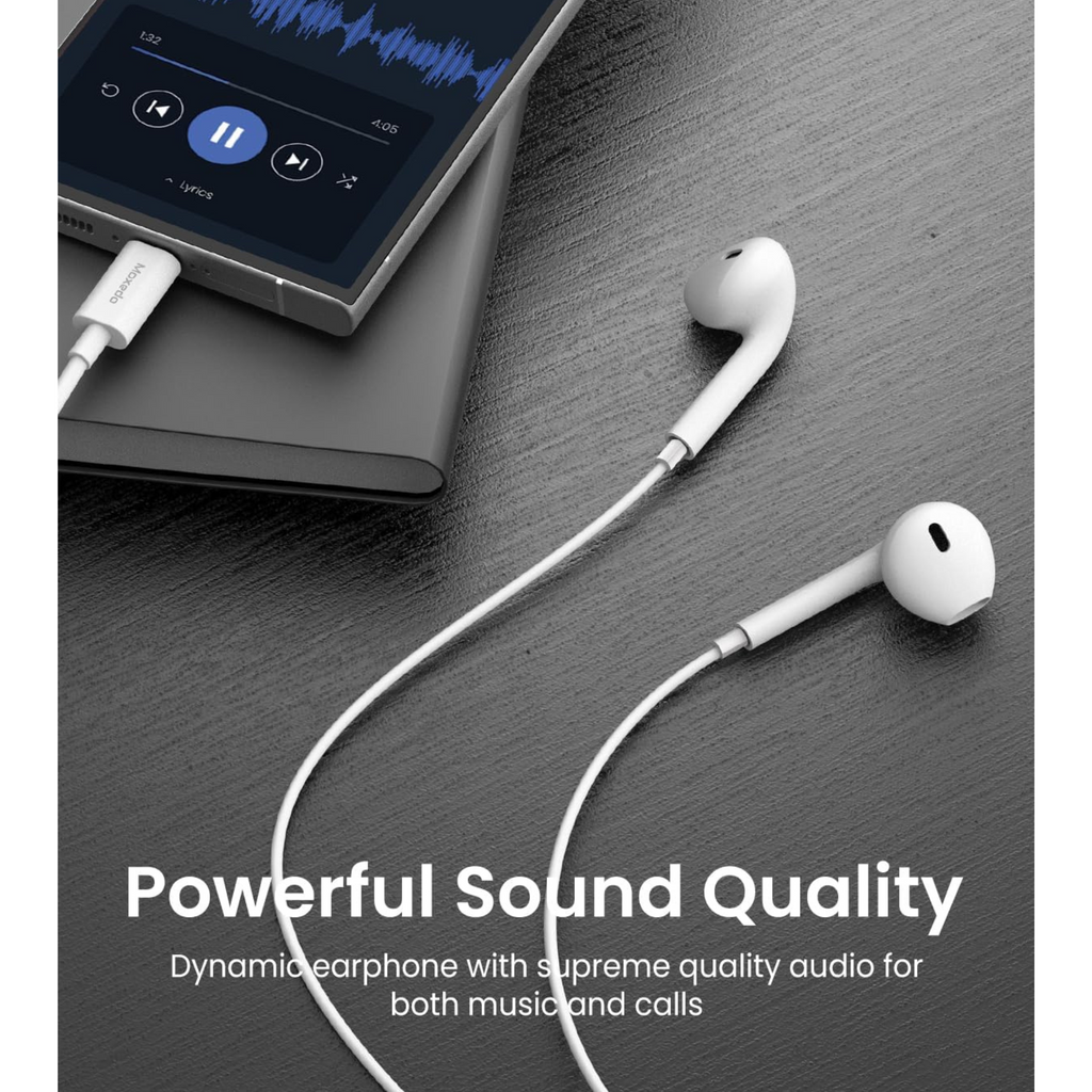 Moxedo Wired Stereo USB Type C Earphone with In-line Mic & Remote
