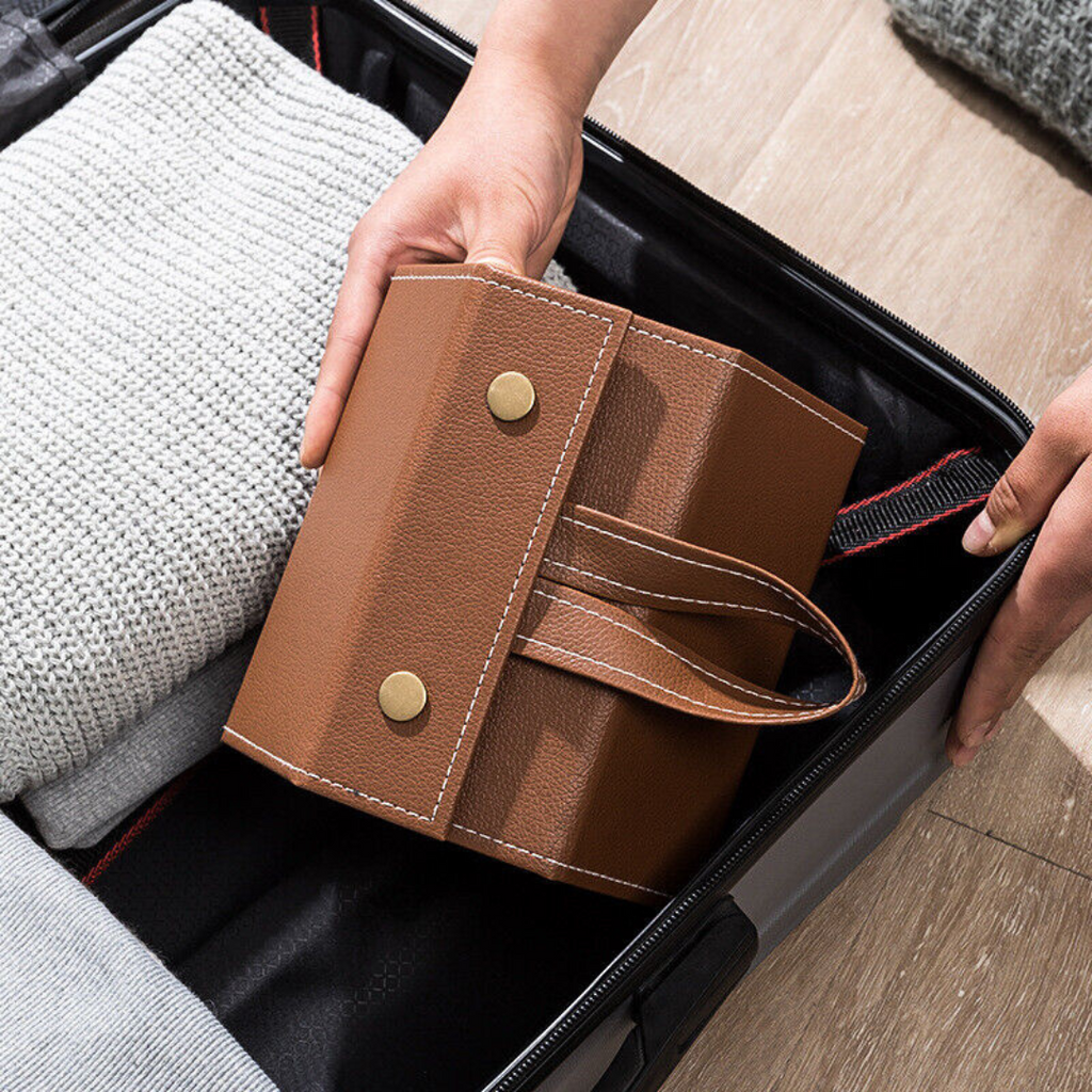 6 Slots Foldable Leather Travel Sunglass Organizer