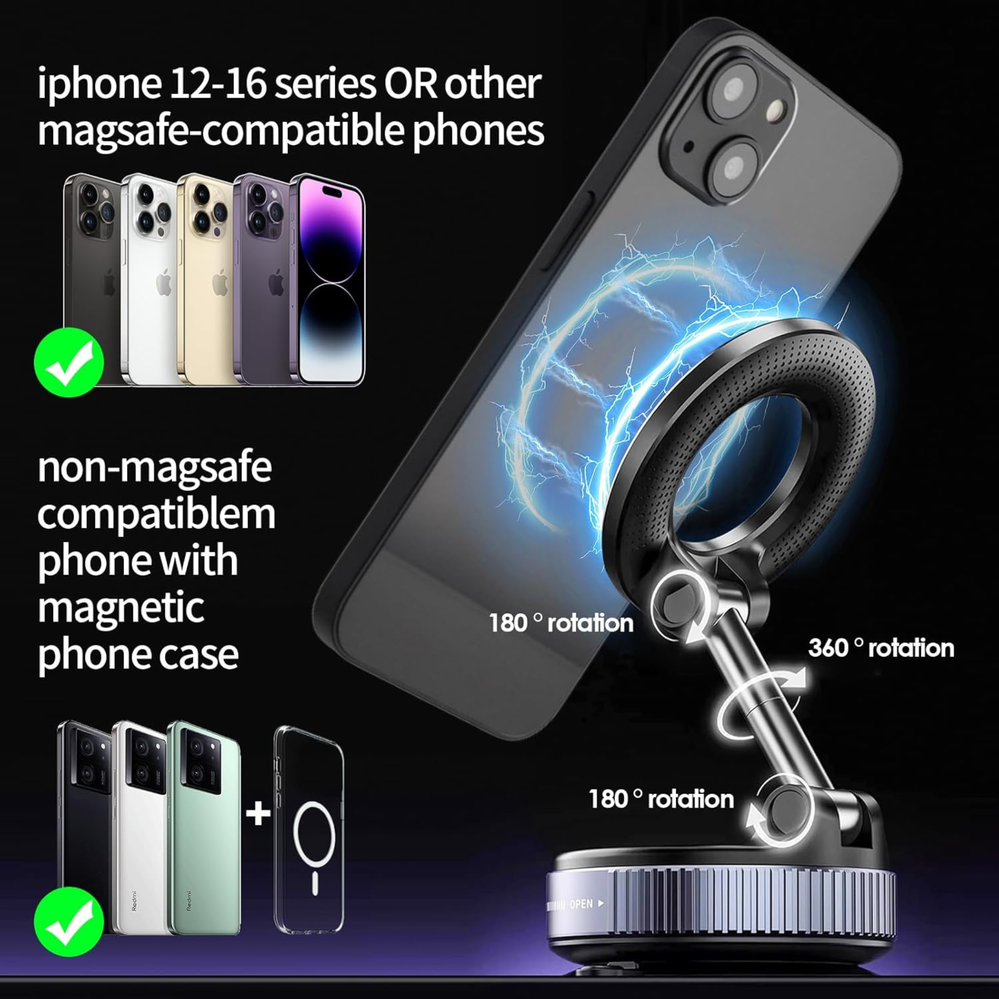 Vacuum Suction Magnetic Phone Holder Mobile Mount K007