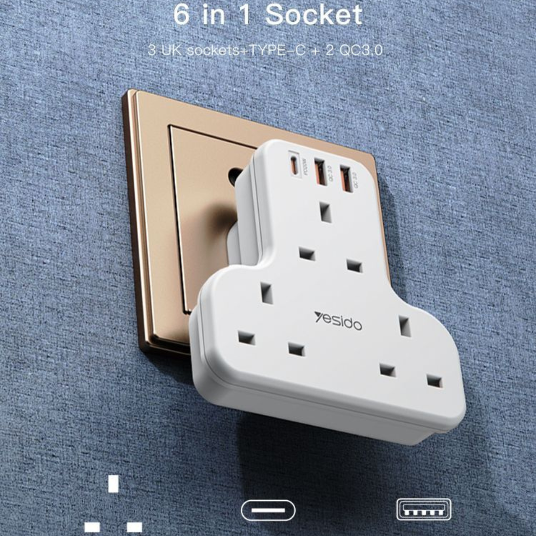 Smart Power Socket Hub with USB PD QC Fast Charging - Yesido MC15