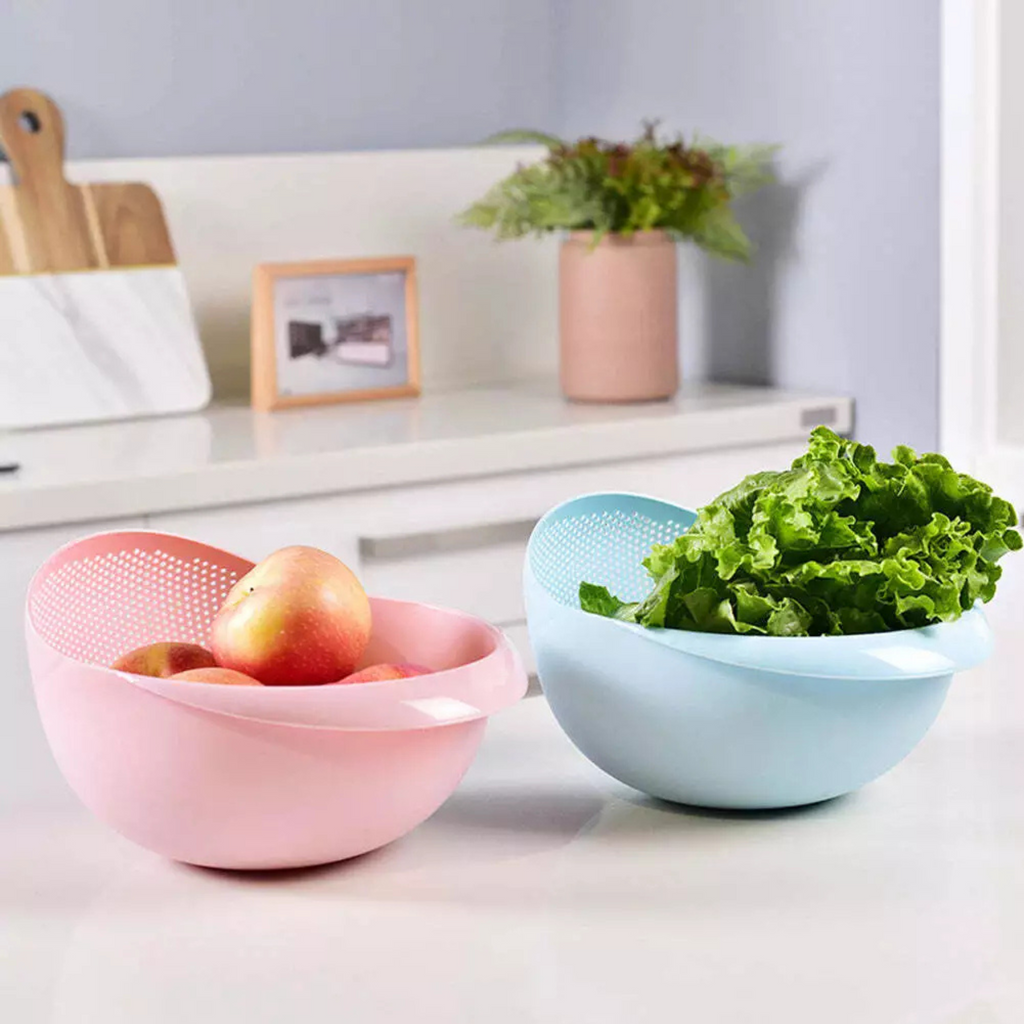 Plastic Rice Washing Colander Strainer Basket for Rice, Vegetables, and Fruits