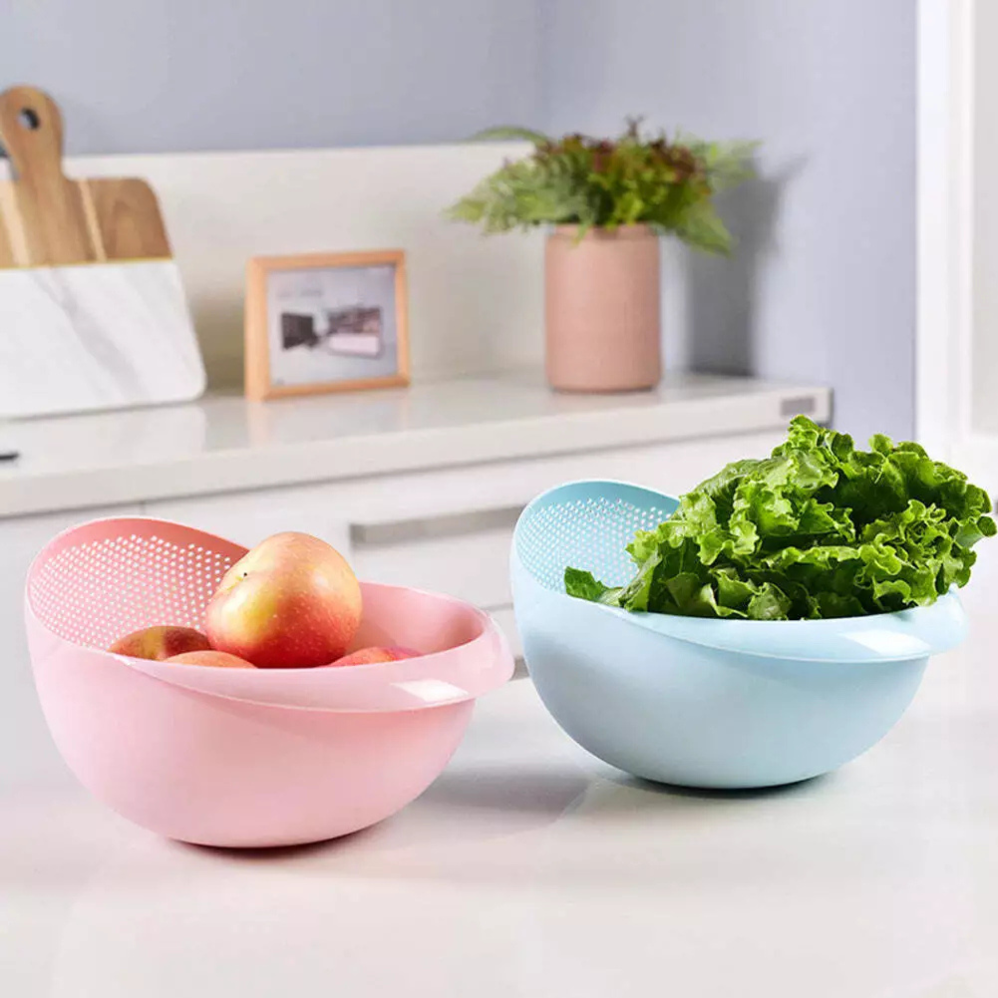 Plastic Rice Washing Colander Strainer Basket for Rice, Vegetables, and Fruits