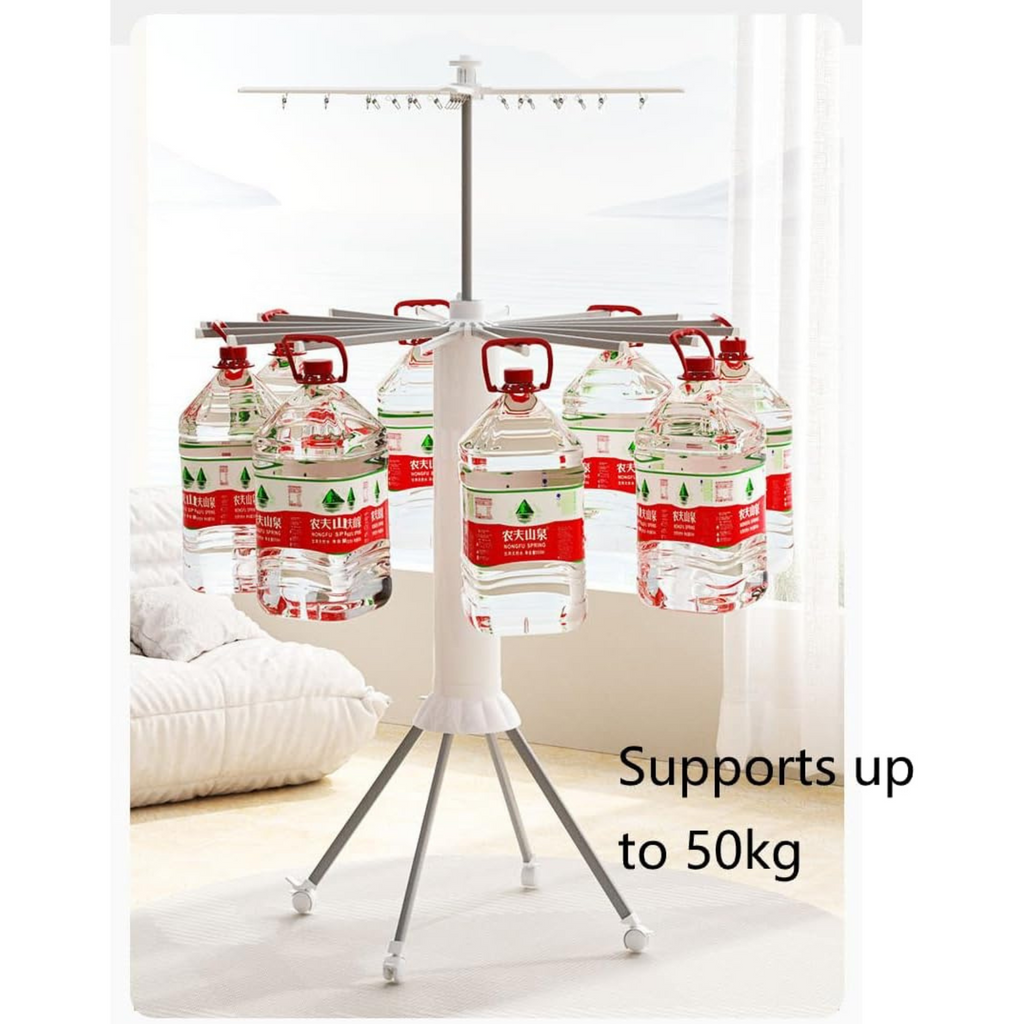 Folding Clothes Dryer, 360° Octopus Clothes Airer with Locking Wheels