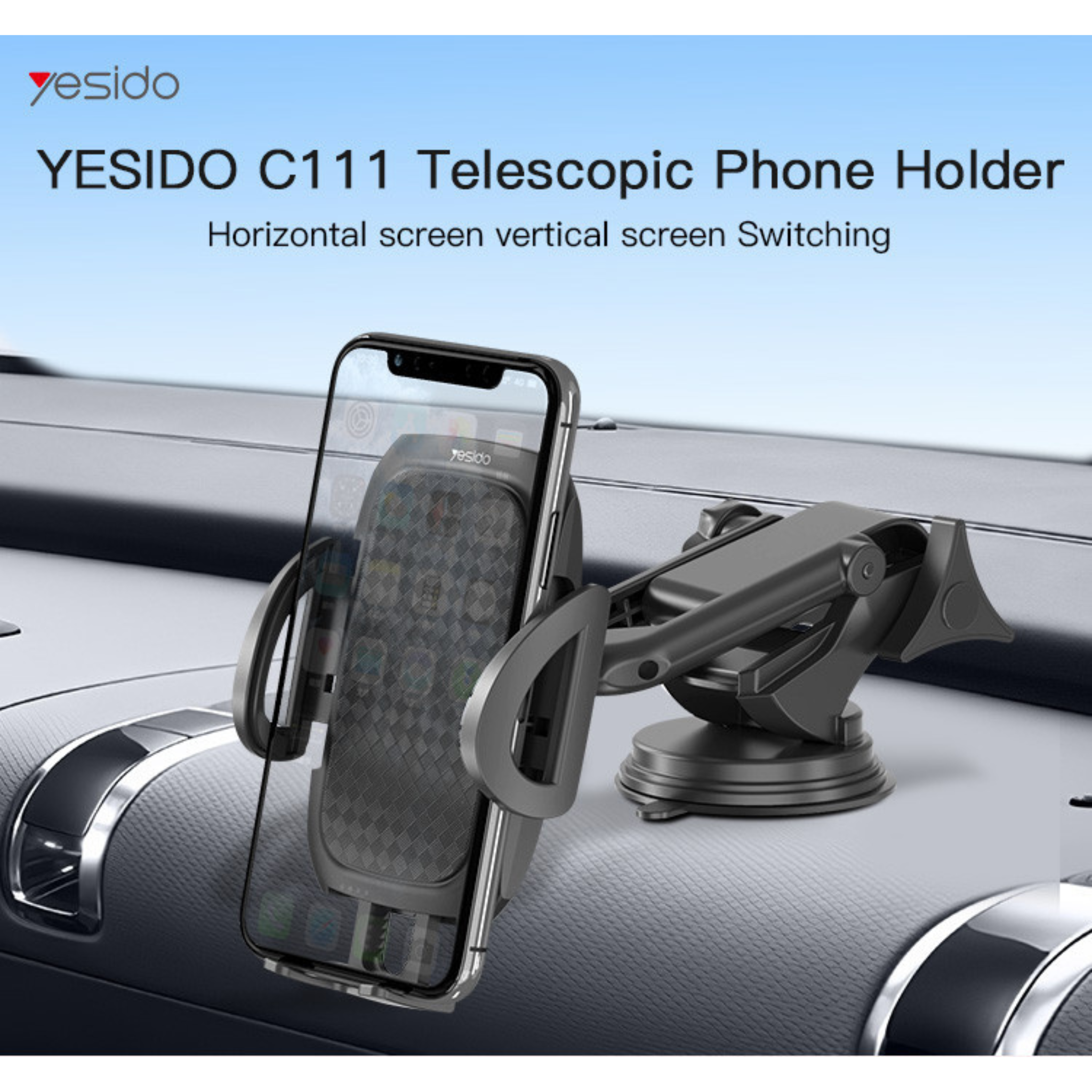 Yesido C111 Stretchable Long Arm Car Mobile Phone Holder with Button