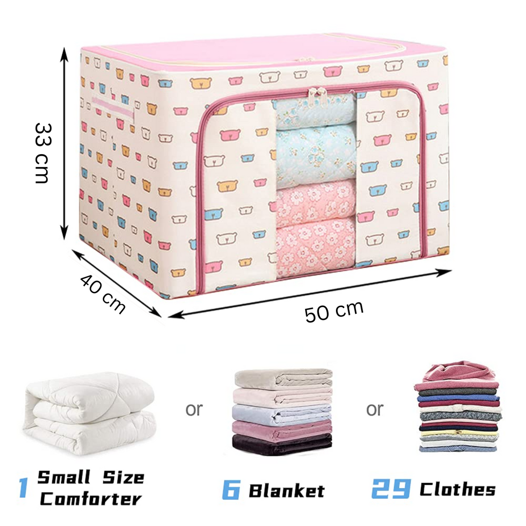 66L Wardrobe Clothes Storage Organizer Box with Steel Frame