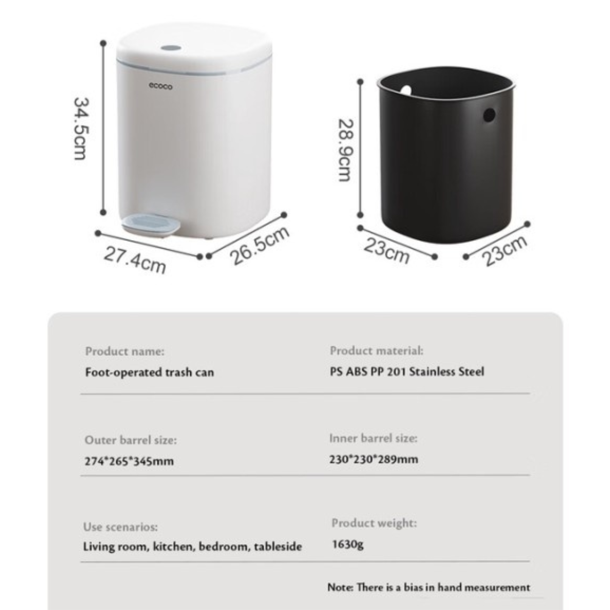 Ecoco 11 Liter Garbage Trash Bin with Foot Pedal