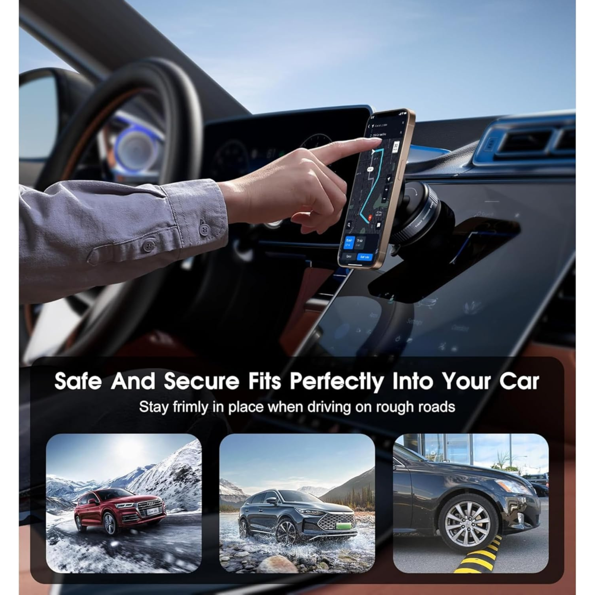 Vacuum Suction Magnetic Phone Mount, 360° Rotatable Mobile Holder K009