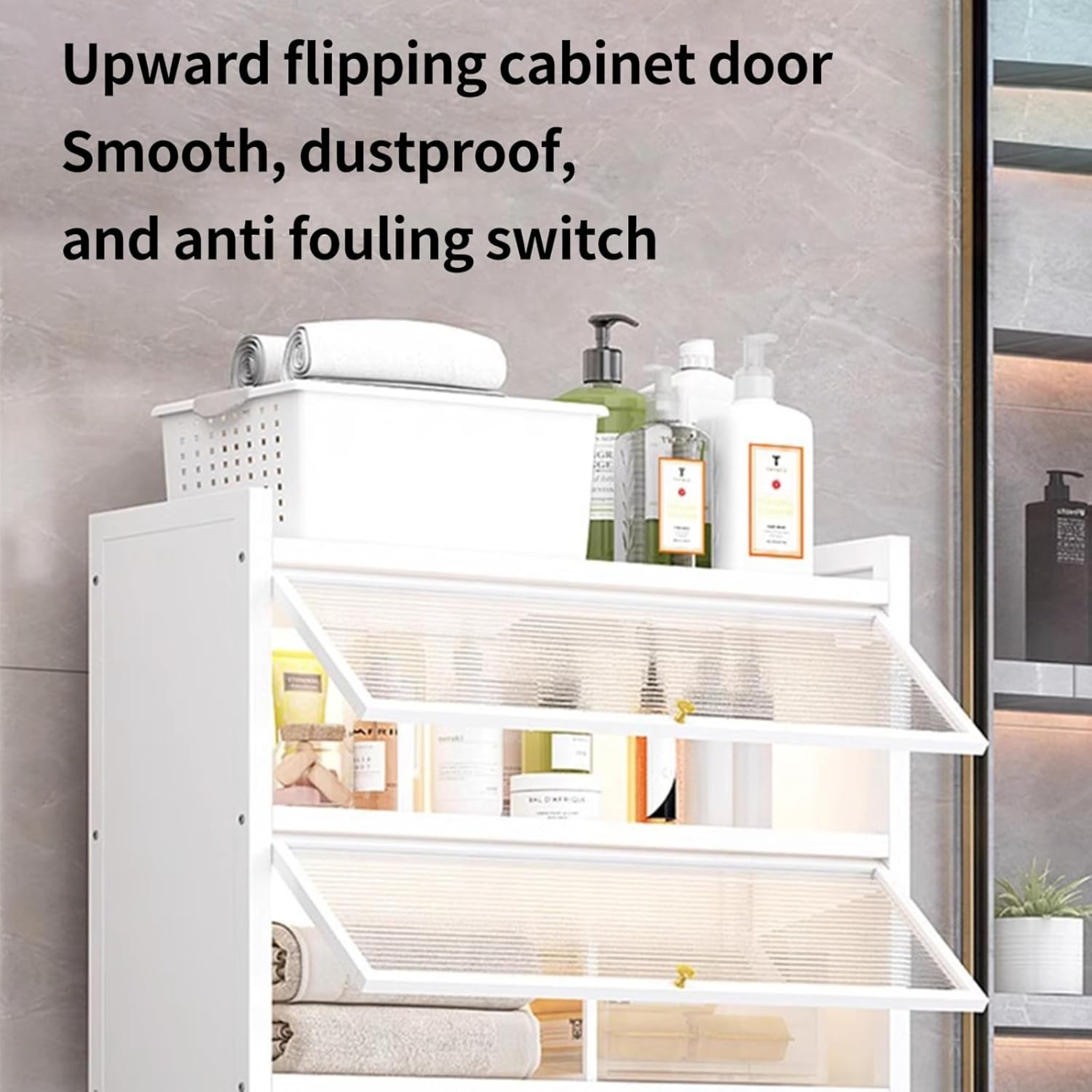 Washing Machine Organizer Rack with Storage Shelf, Laundry Room Storage Cabinet
