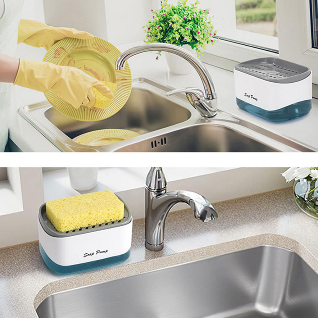 Soap Dispenser with Sponge Holder for Kitchen Sink